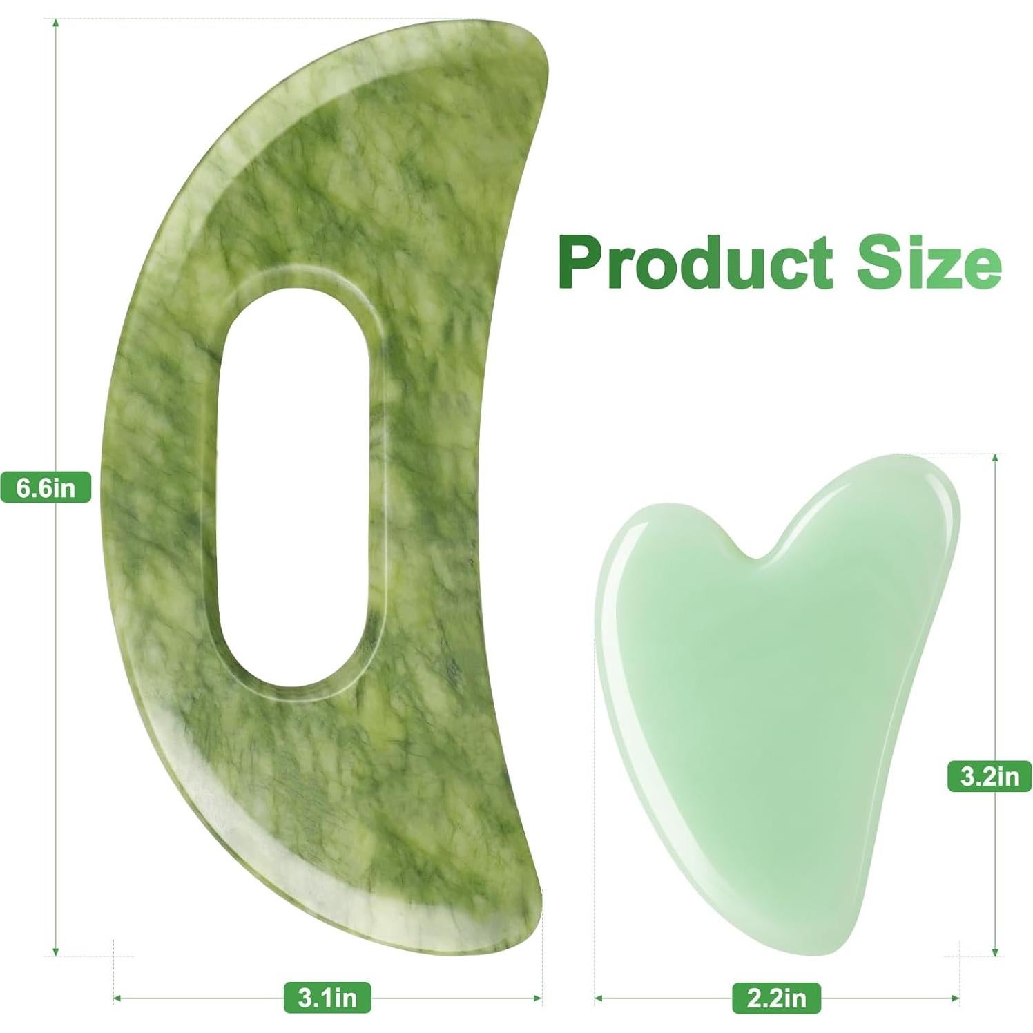 Juego de Herramientas de Masaje Gua Sha Crossmoon Jade Verde