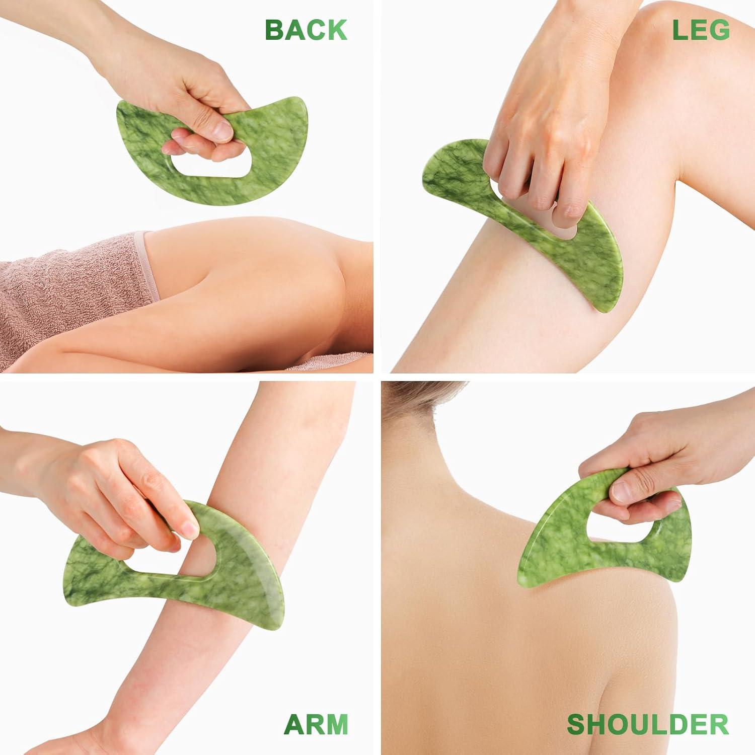 Juego de Herramientas de Masaje Gua Sha Crossmoon Jade Verde