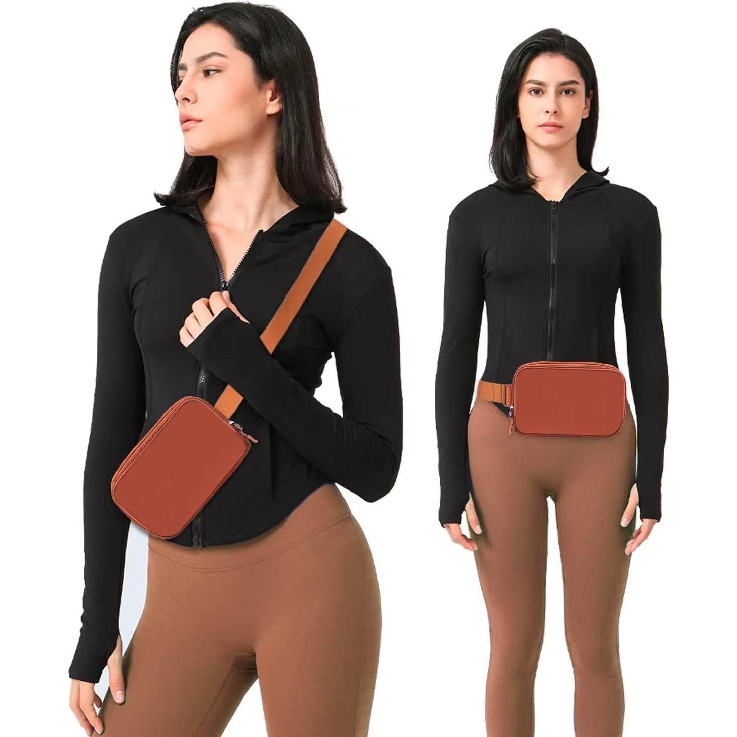 Bolso de Cinturón Fanny Pack Unisex Tlmody-1 Café 20x5x13cm