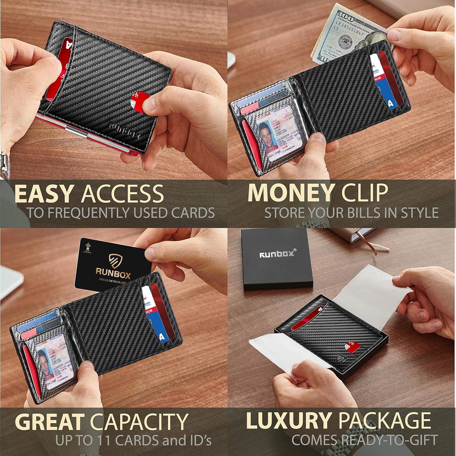 Billetera Slim RUNBOX de Cuero Genuino con Bloqueo RFID