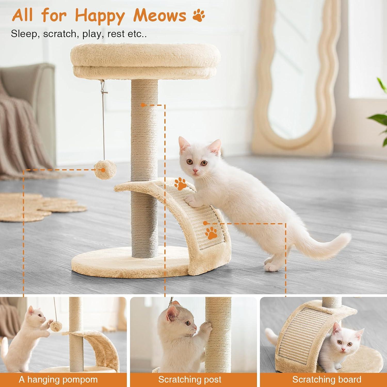 Torre para Gatos Goozii con Rascador y Cama Beige 52cm