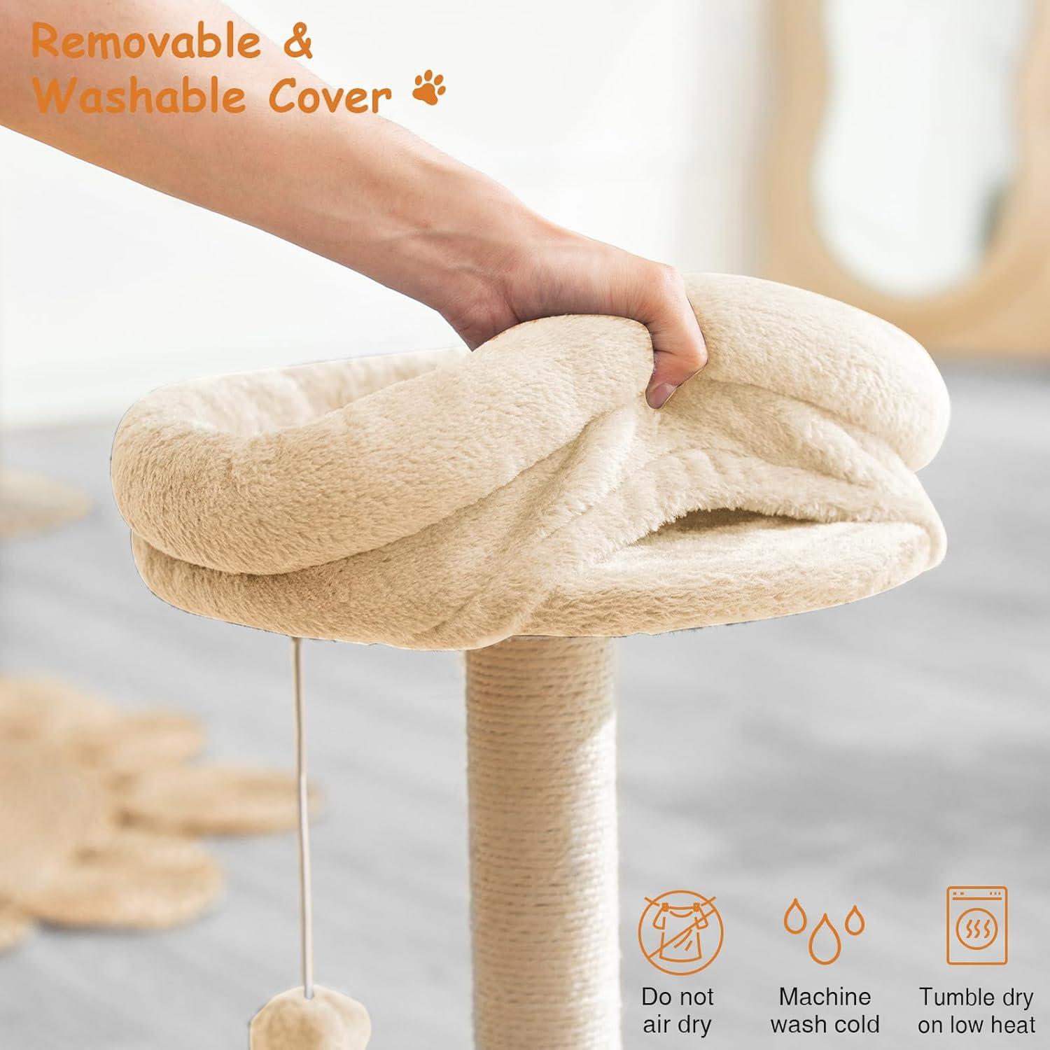 Torre para Gatos Goozii con Rascador y Cama Beige 52cm