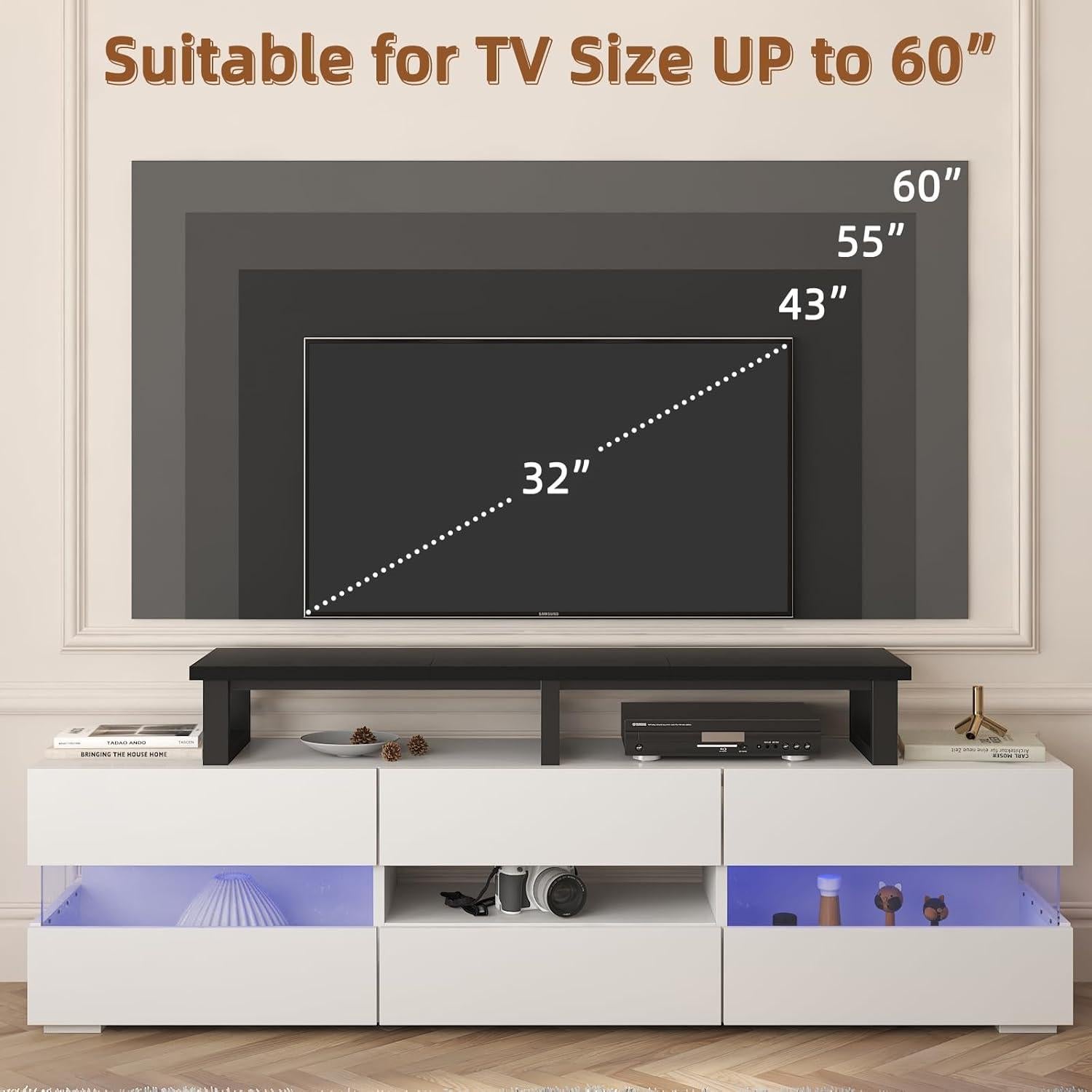 Soporte para TV Grande YAOHUOO 114.3 cm hasta 152.4 cm Negro