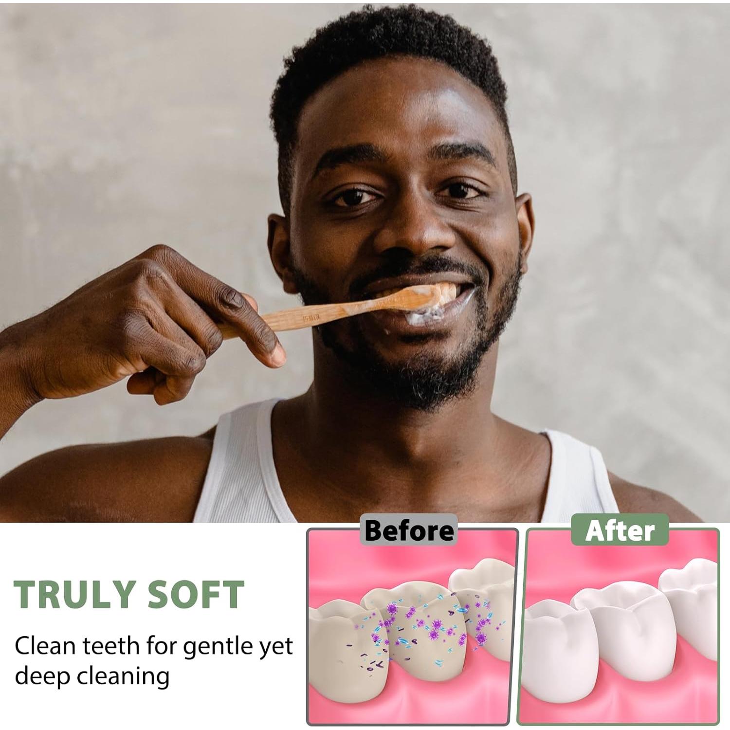 Juego de 8 cepillos de dientes de bambú Tetragonal Tree ecológicos