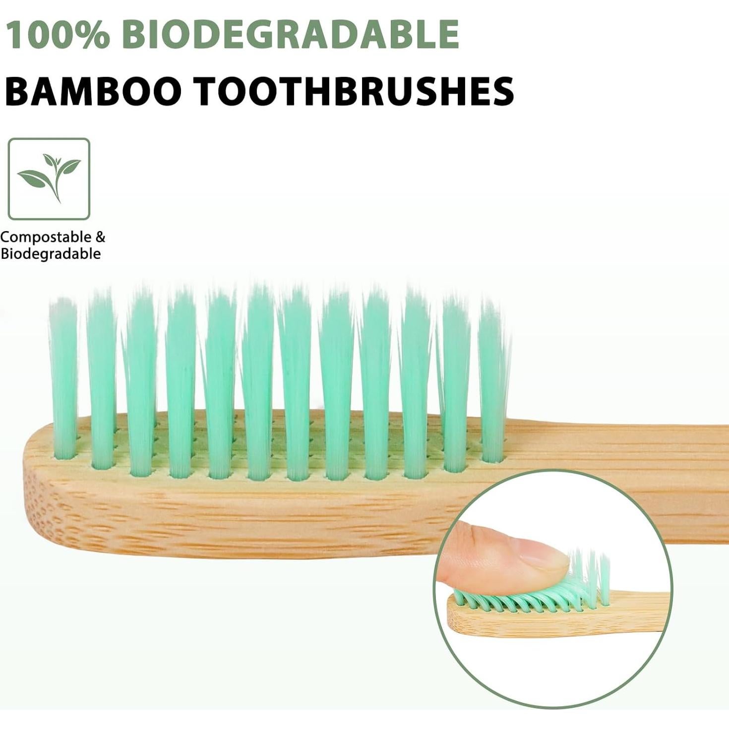 Juego de 8 cepillos de dientes de bambú Tetragonal Tree ecológicos