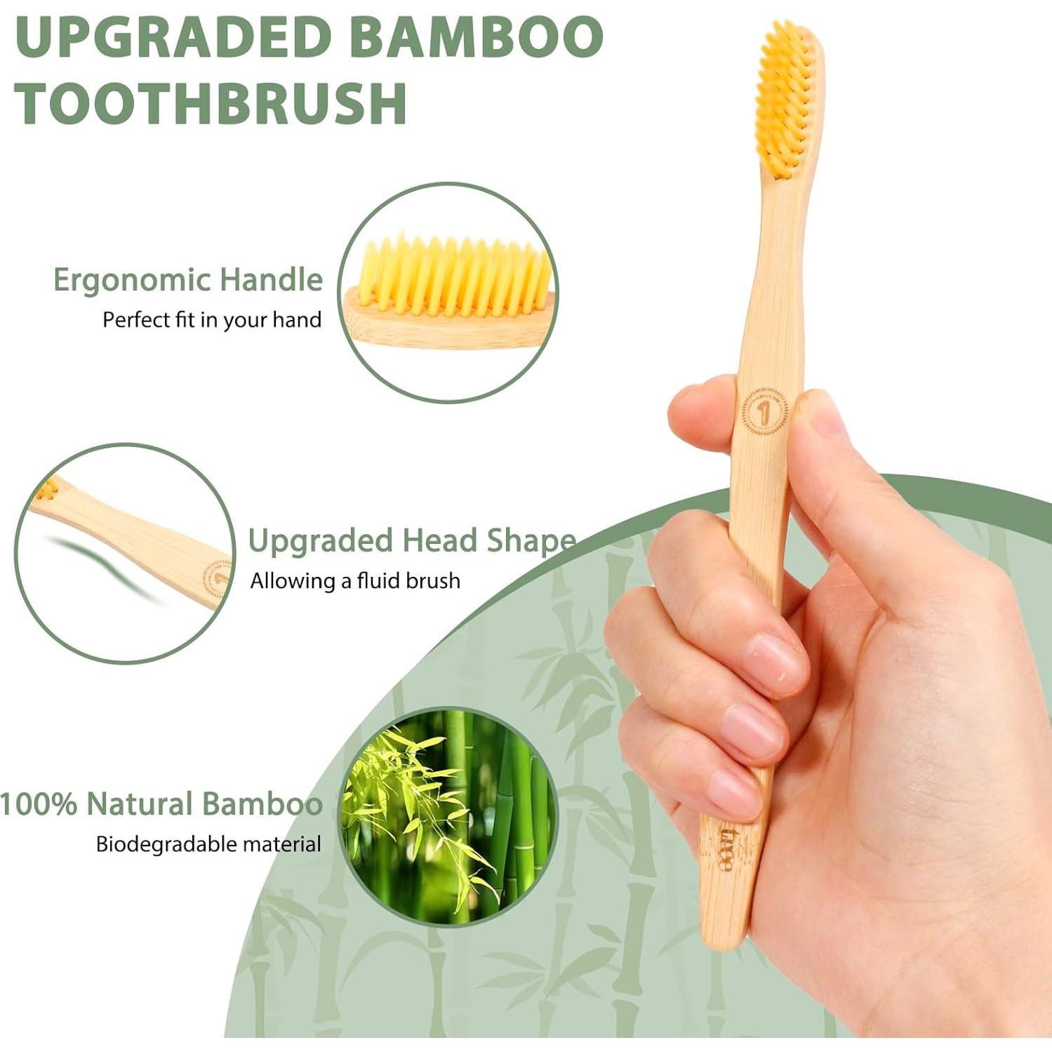 Juego de 8 cepillos de dientes de bambú Tetragonal Tree ecológicos