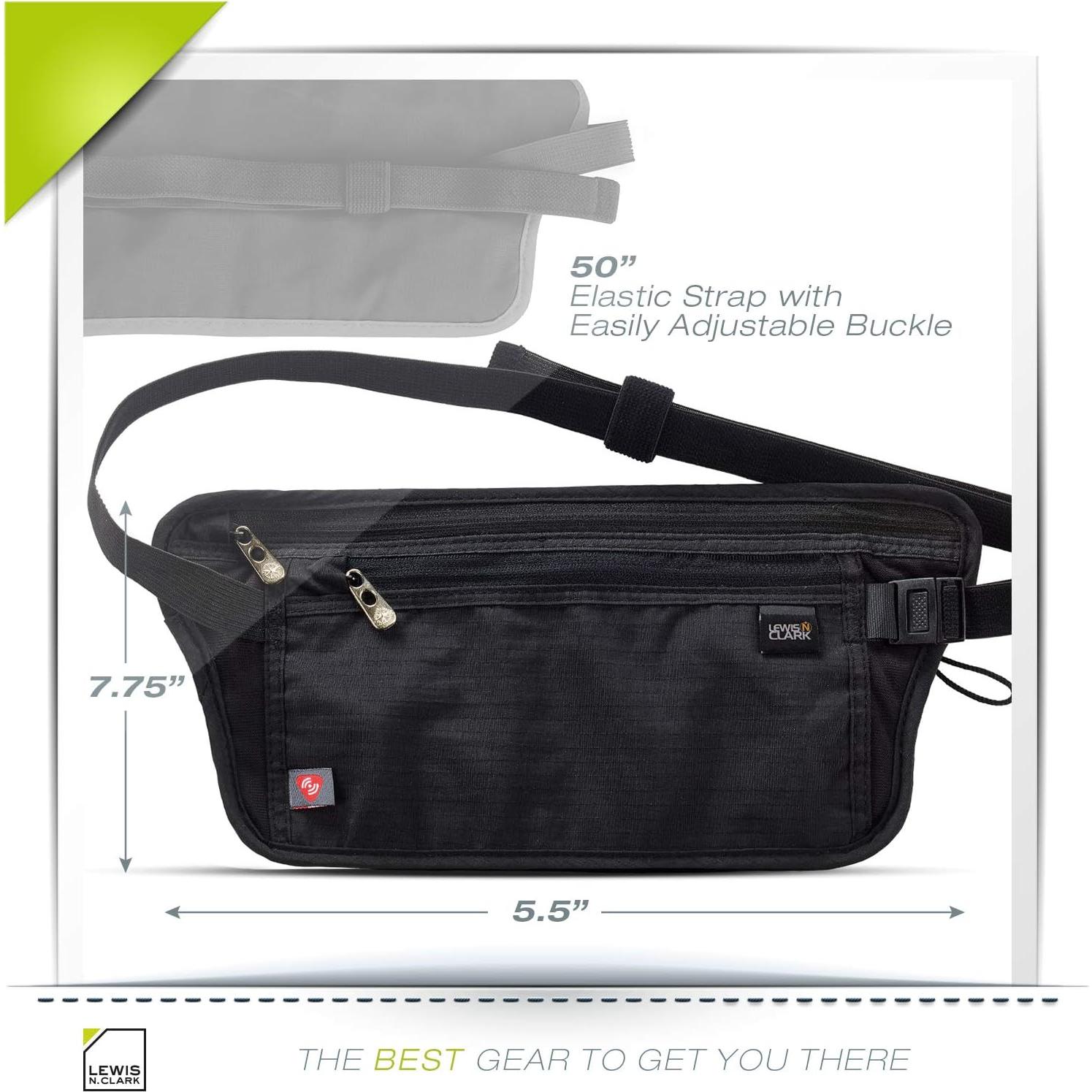 Cinturón de Dinero Bloqueador RFID Lewis N. Clark Negro