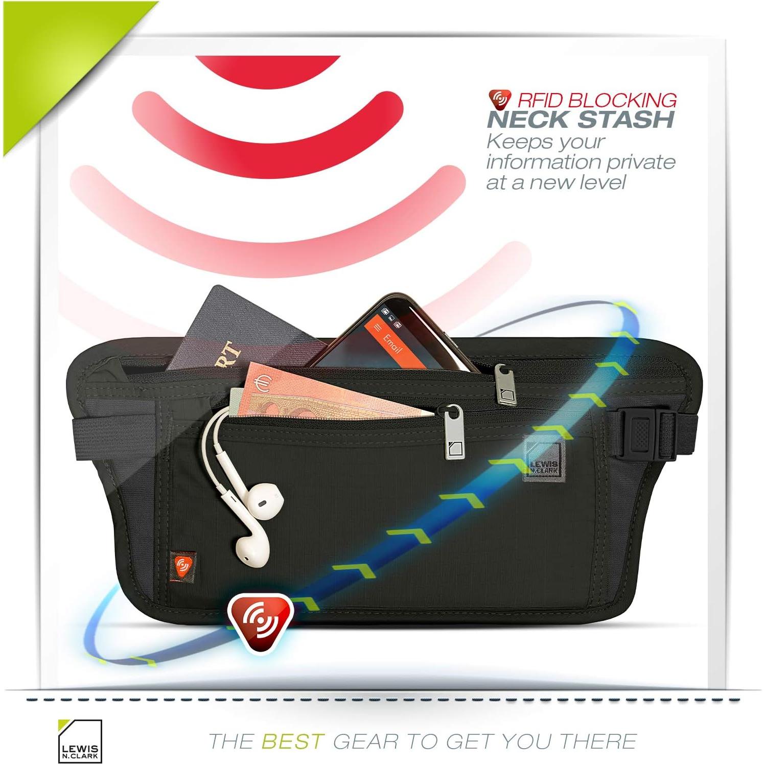 Cinturón de Dinero Bloqueador RFID Lewis N. Clark Negro