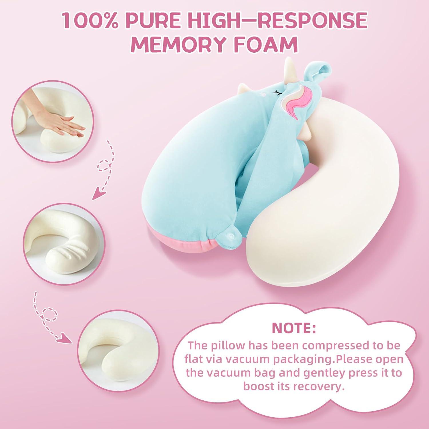 Almohada de Cuello para Niños OBloved Azul con Máscara de Sueño