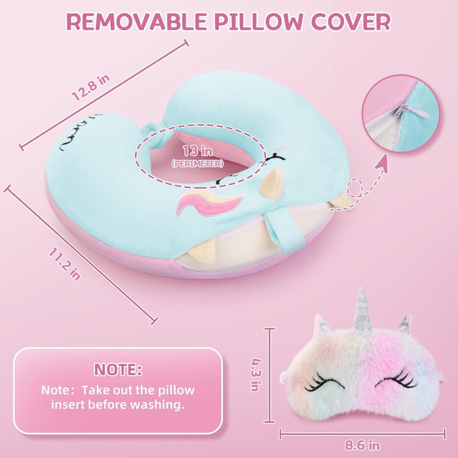 Almohada de Cuello para Niños OBloved Azul con Máscara de Sueño