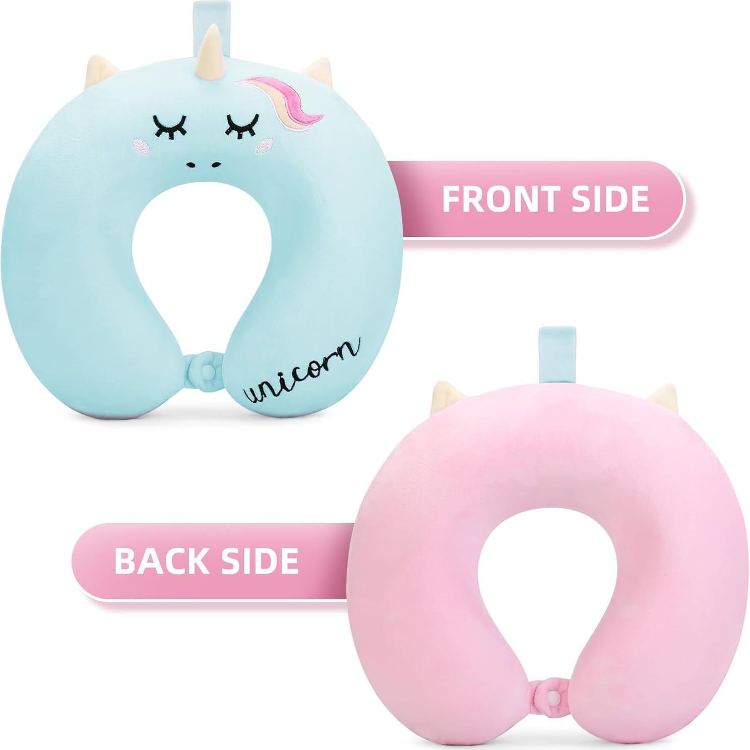 Almohada de Cuello para Niños OBloved Azul con Máscara de Sueño