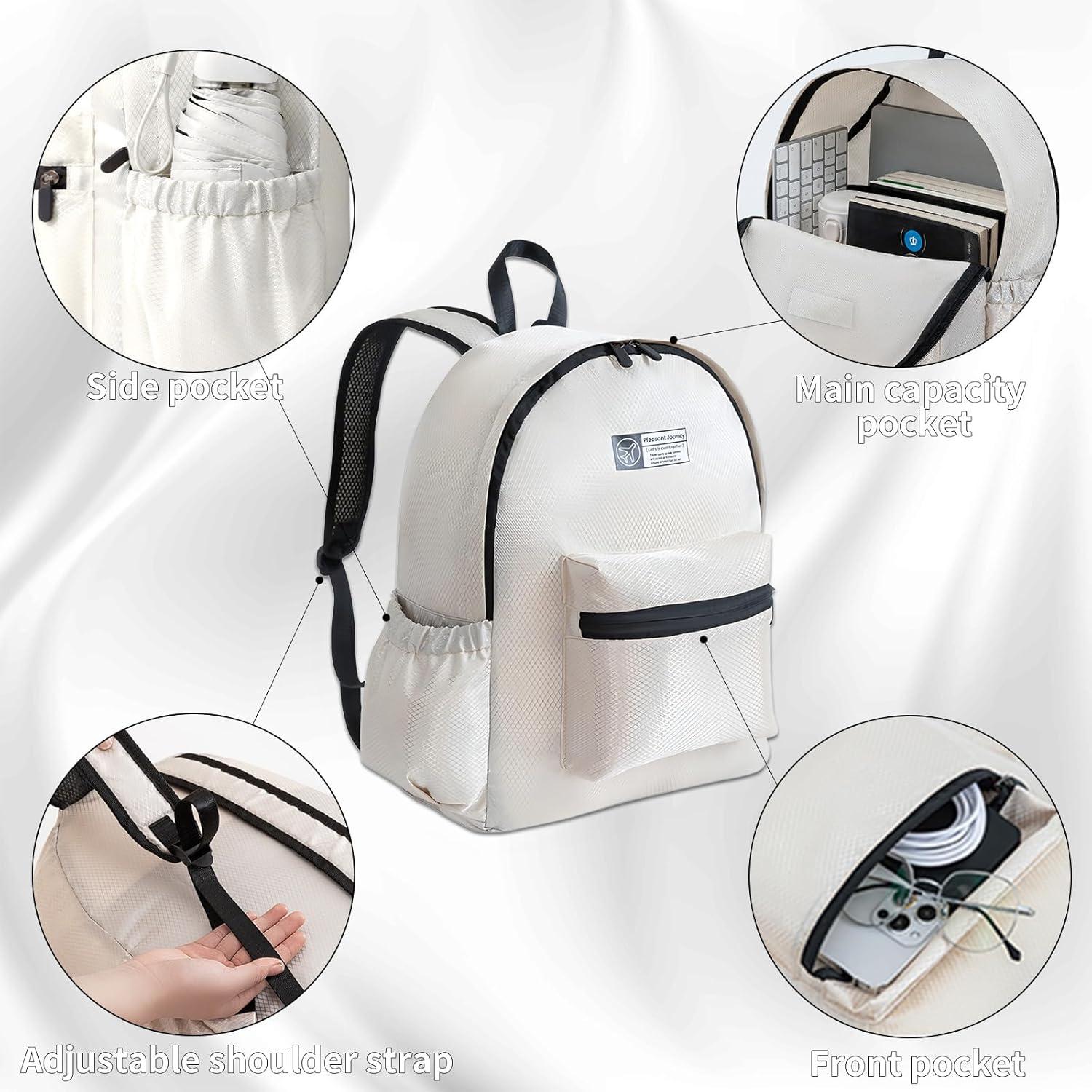 Mochila Plegable Ligera 15L Beige para Viajes y Senderismo