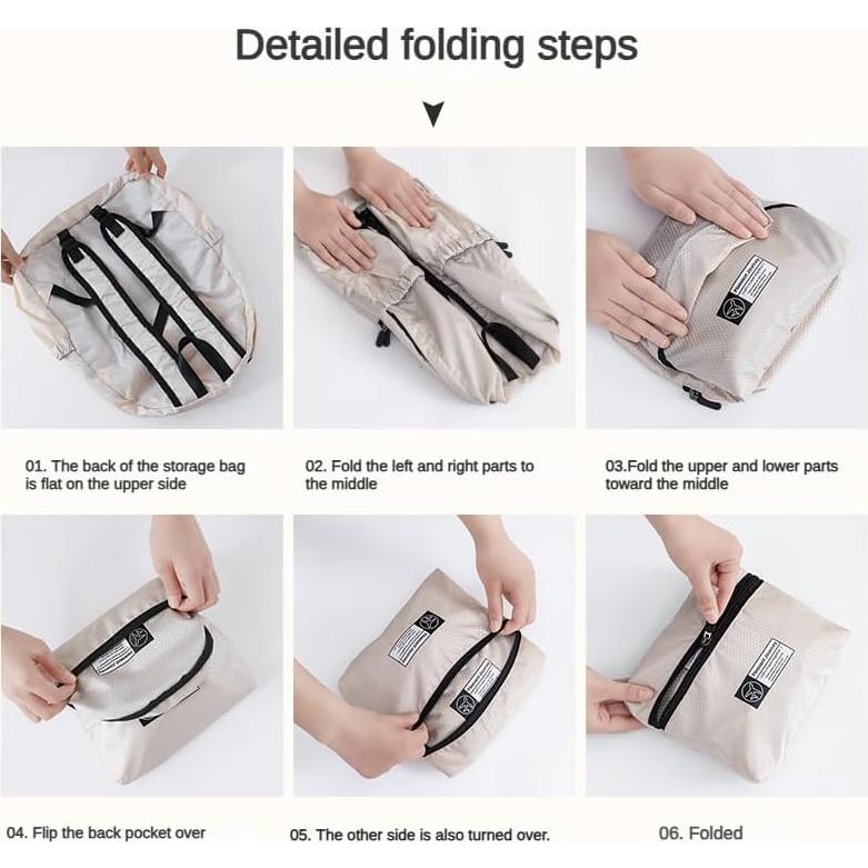 Mochila Plegable Ligera 15L Beige para Viajes y Senderismo