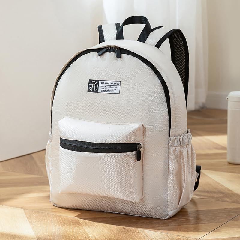 Mochila Plegable Ligera 15L Beige para Viajes y Senderismo