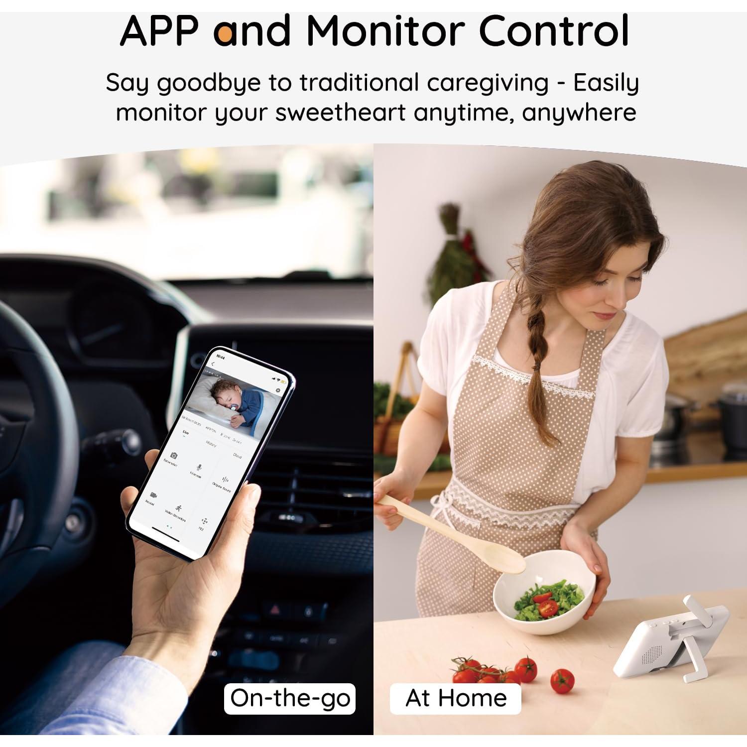 Monitor de Bebé BOIFUN 2K HD 5" WiFi con Cámara y Audio