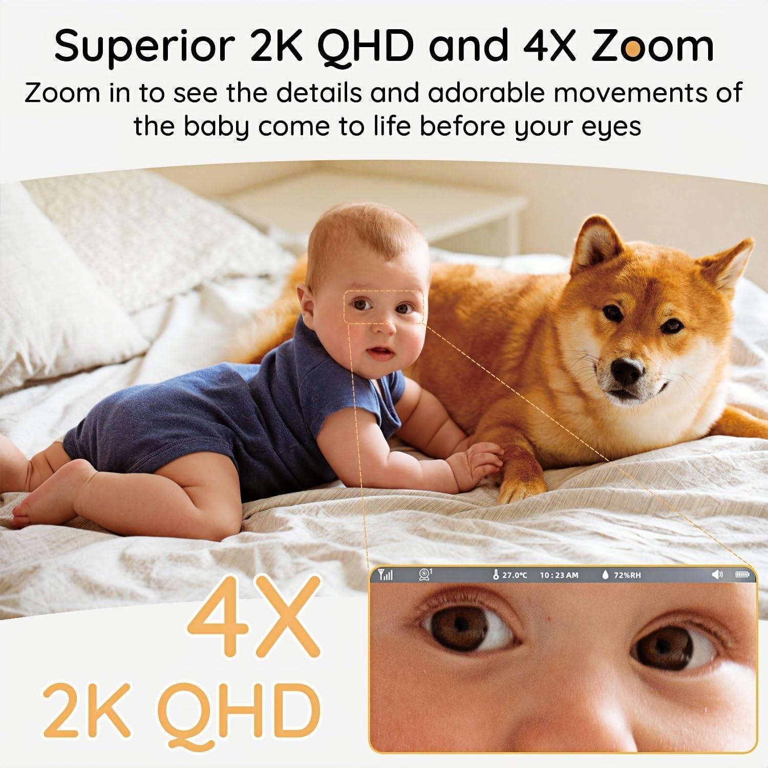 Monitor de Bebé BOIFUN 2K HD 5" WiFi con Cámara y Audio