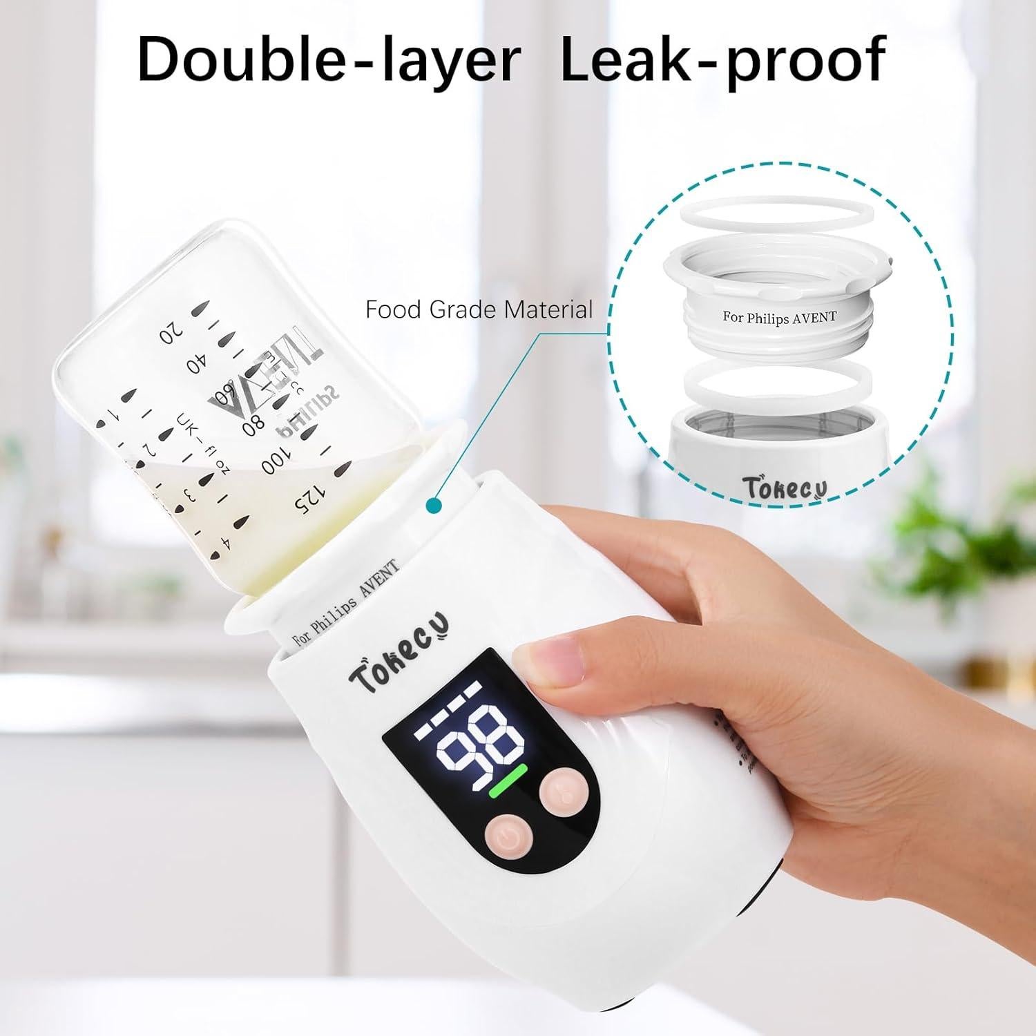 Calentador de Botellas Portátil de Vidrio 10000mAh Doble A Prueba de Fugas