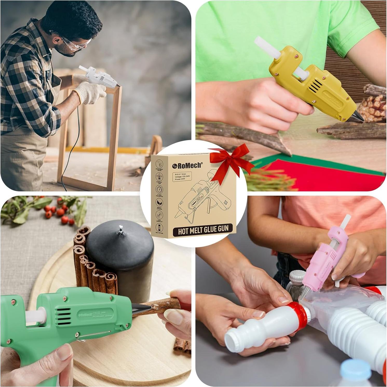 Pistola de Pegamento Caliente ROMECH 20W Verde + 30 Barras