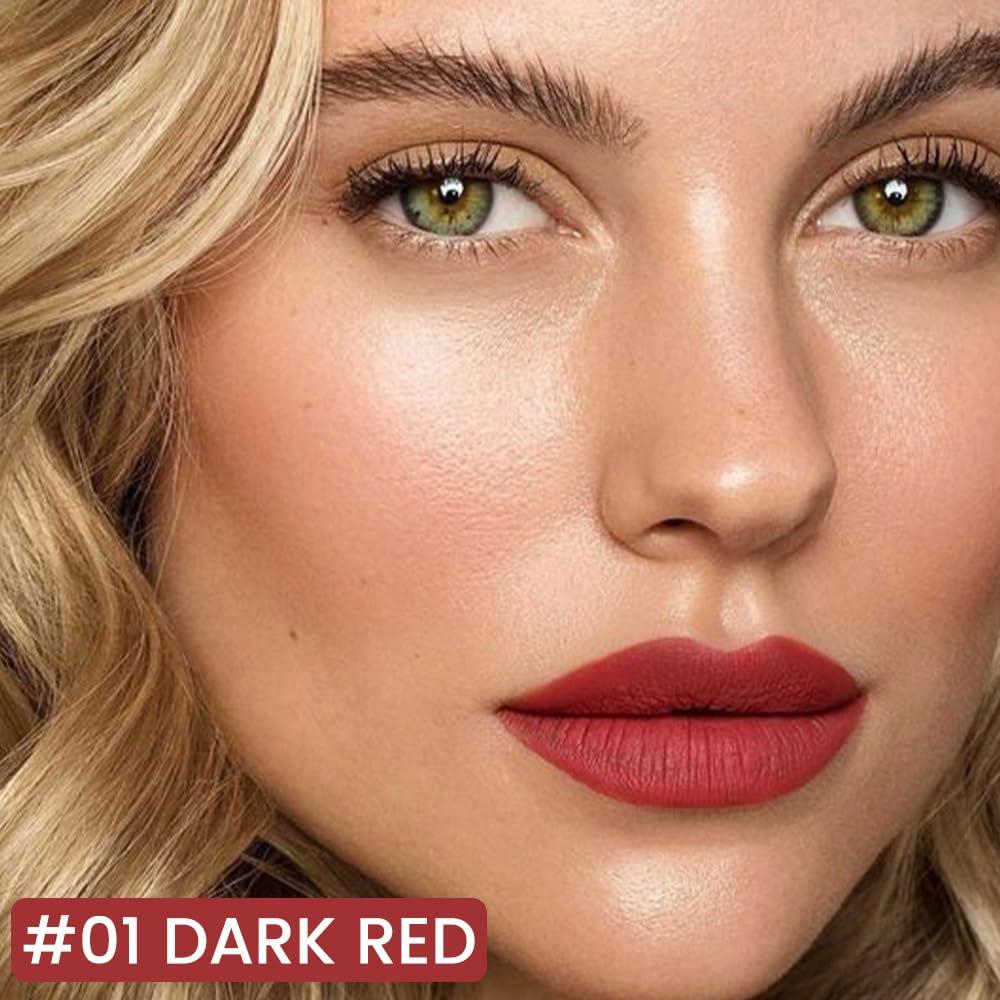 Lápiz Labial Líquido Kaely 01 Rojo Oscuro 24 Horas Vegano