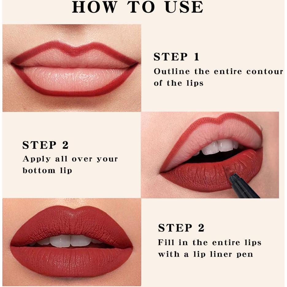 Lápiz Labial Líquido Kaely 01 Rojo Oscuro 24 Horas Vegano