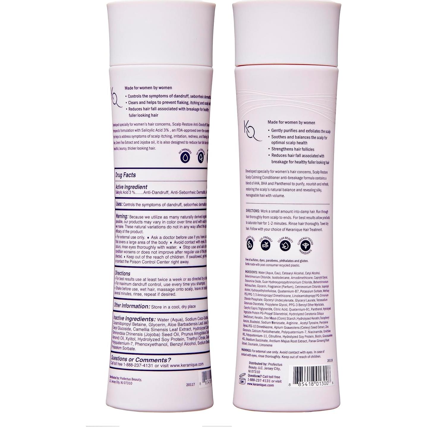 Champú Anticaspa y Acondicionador Calmante Keranique 720ml