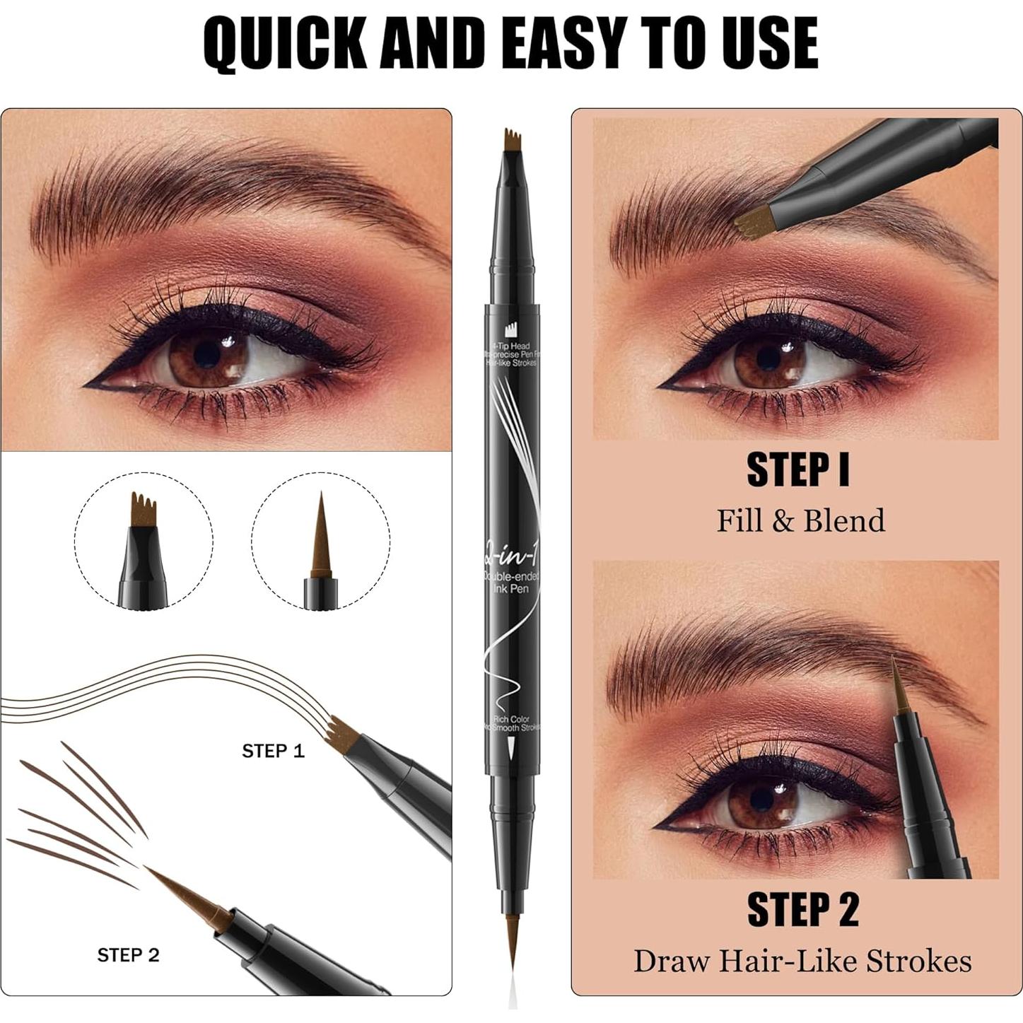 Lápiz de Cejas Microblading Impermeable Liayozl Gris 2-en-1