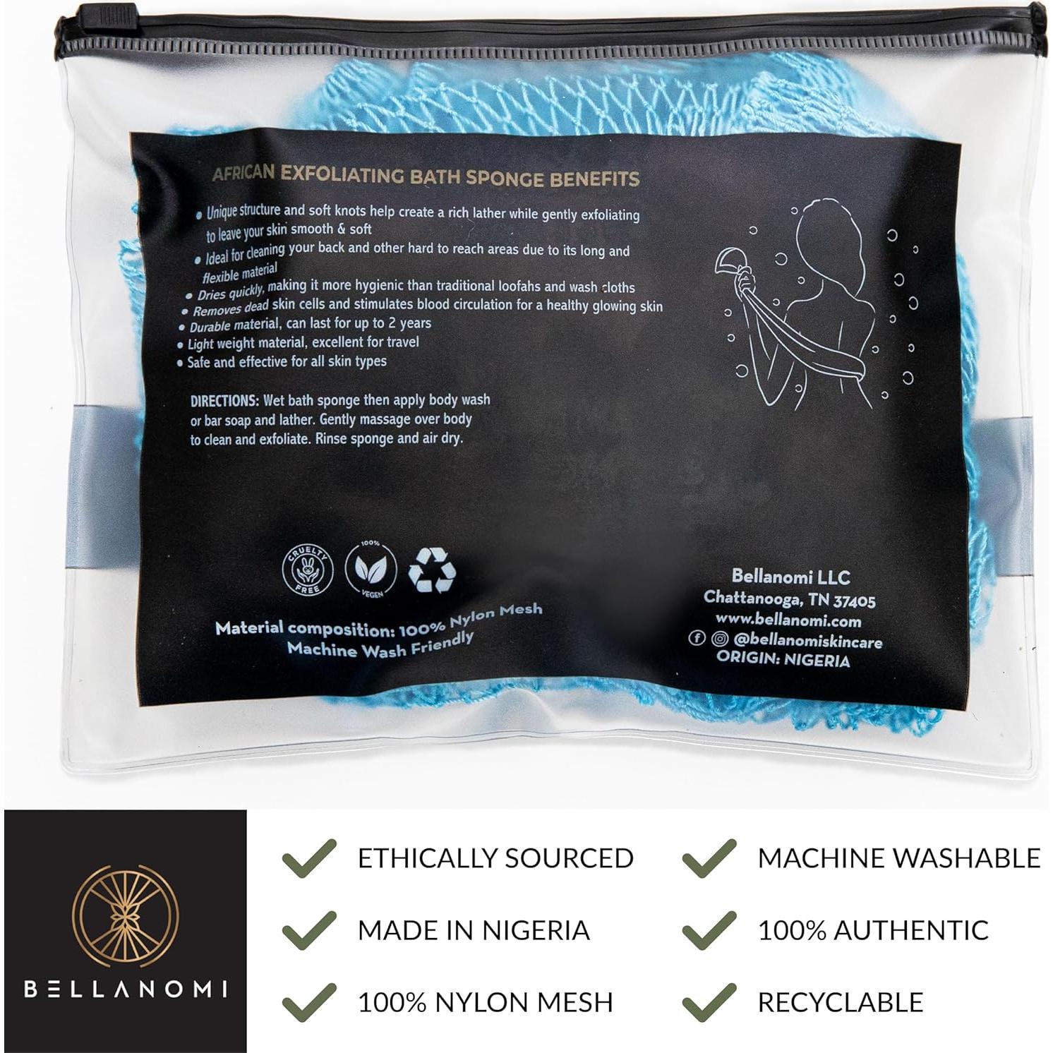 Esponja Exfoliante Africana Bellanomi 114 cm Azul Bebé