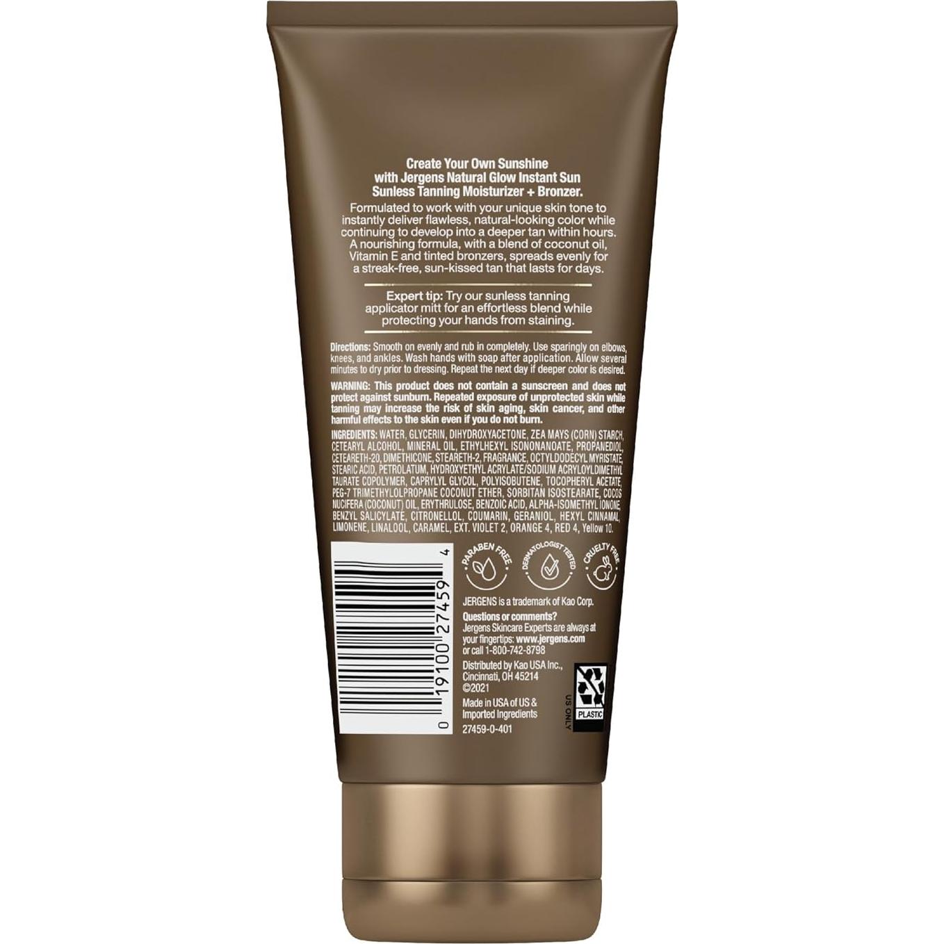 Jergens Glow Hidratante Bronceador Instantáneo 170 g - Bronceado Natural