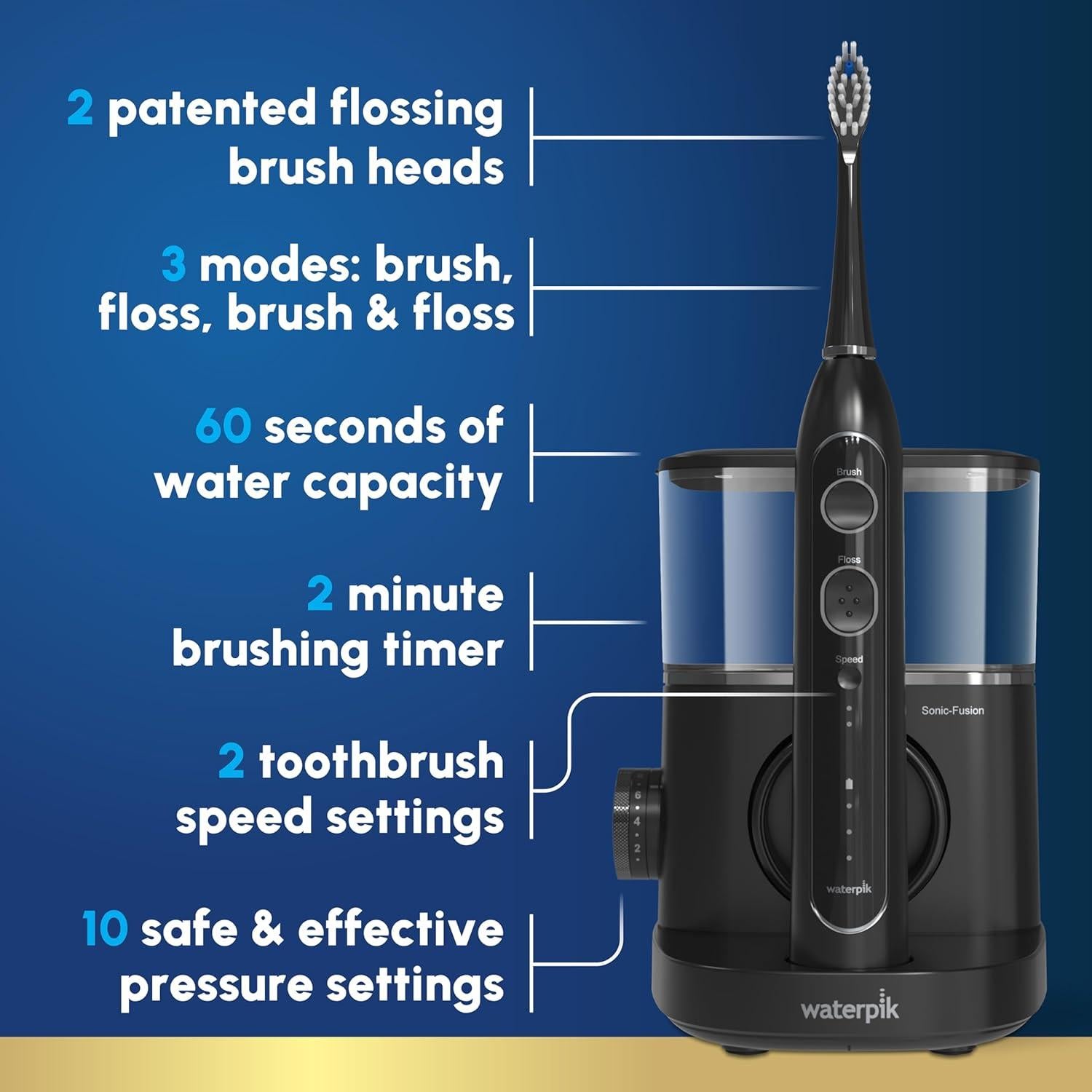 Cepillo de dientes eléctrico Waterpik Sonic-Fusion 2.0 Negro