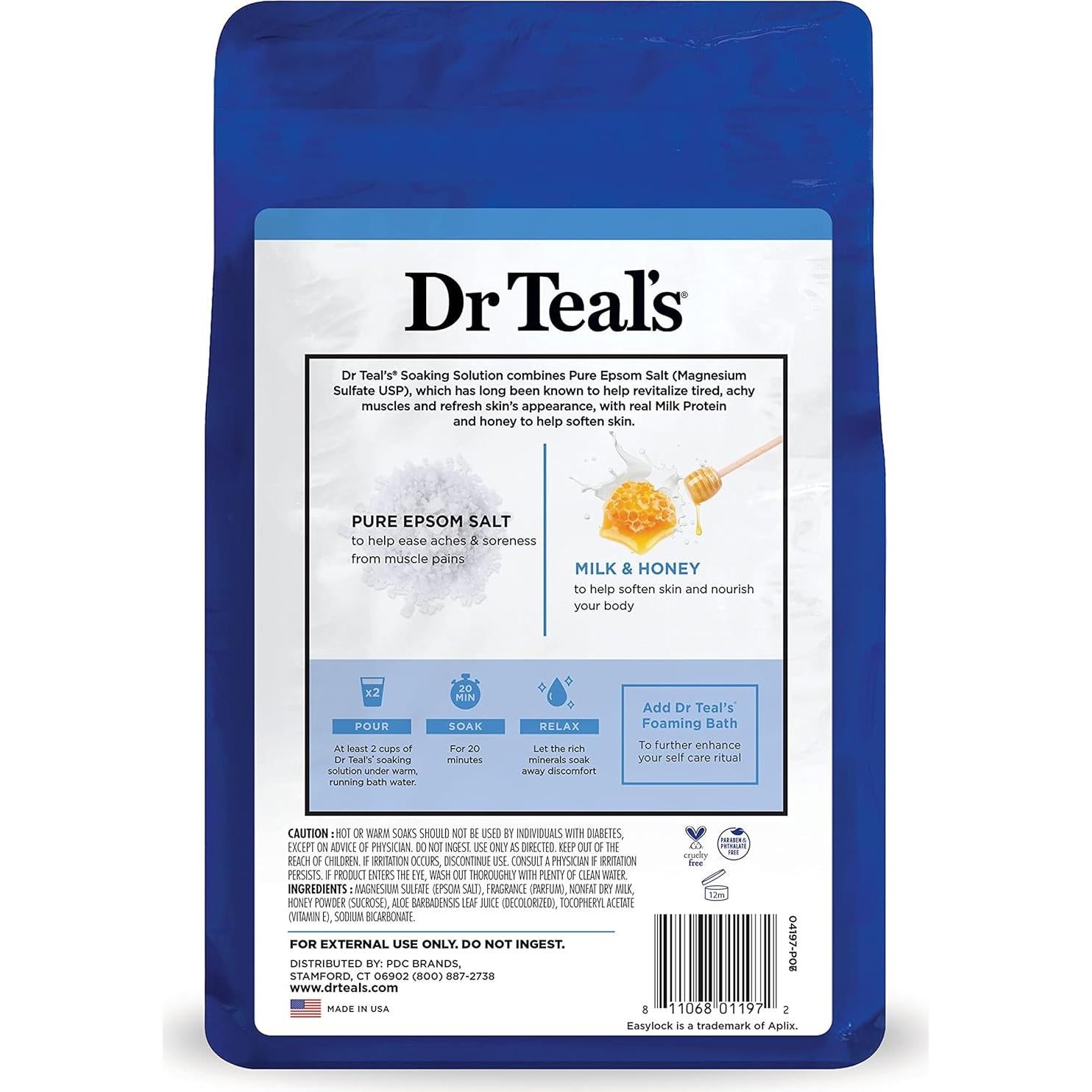 Sal de Epsom Dr Teal's 1.36 kg con Leche y Miel