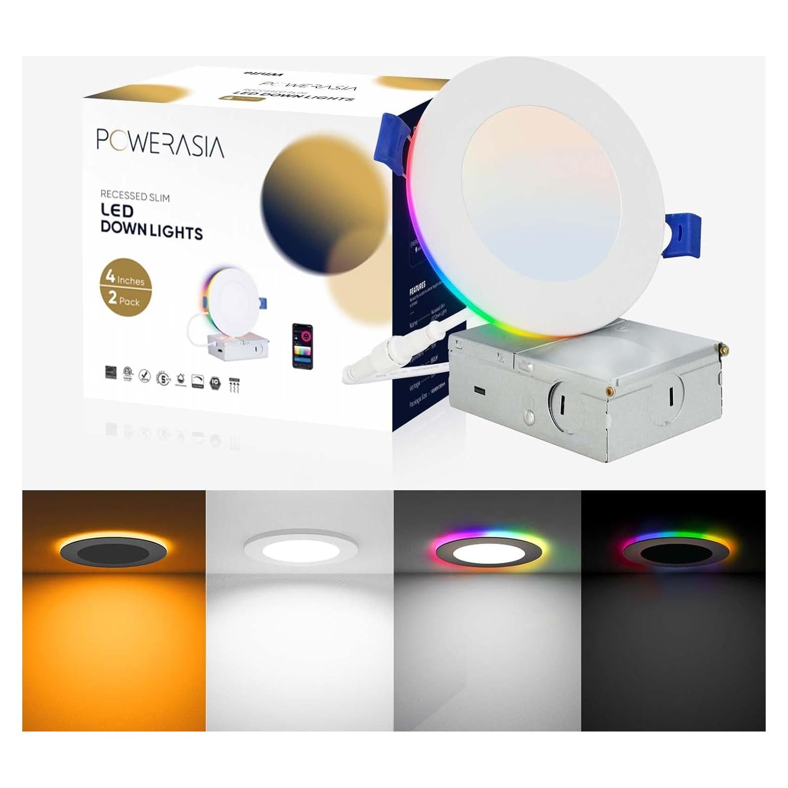 Paquete de 2 luces LED empotradas POWERASIA 9W RGB 14.99cm