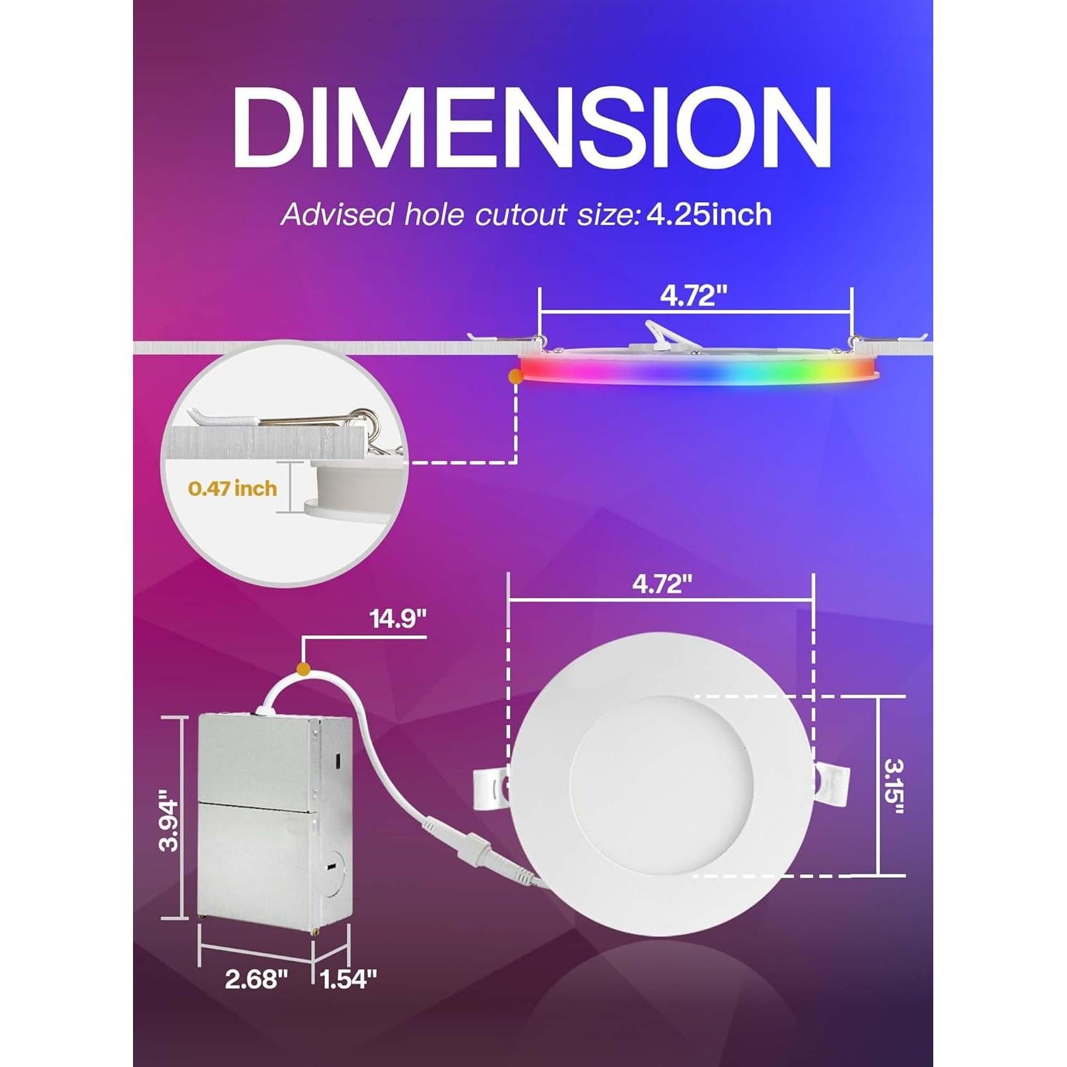 Paquete de 2 luces LED empotradas POWERASIA 9W RGB 14.99cm