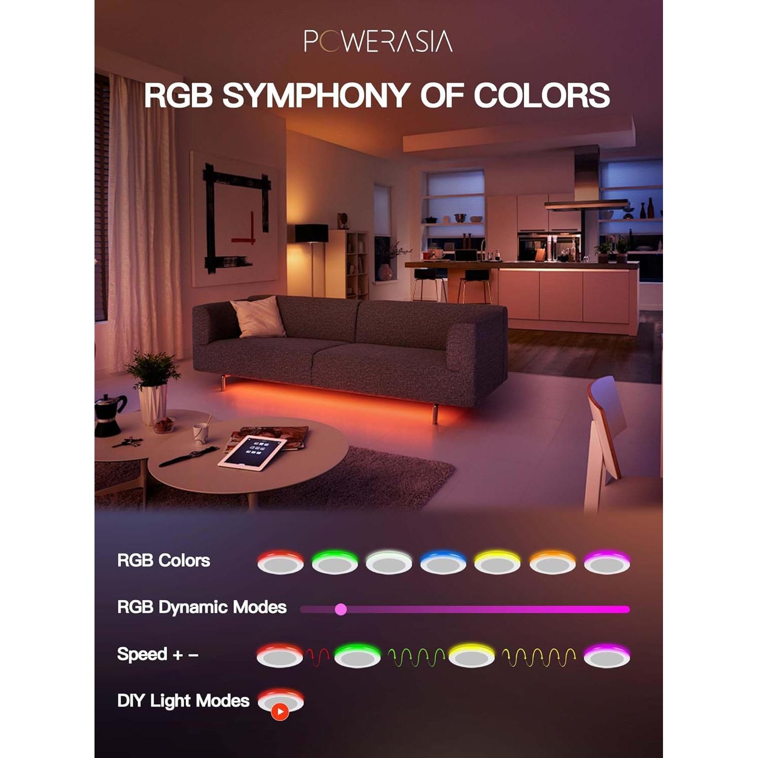 Paquete de 2 luces LED empotradas POWERASIA 9W RGB 14.99cm