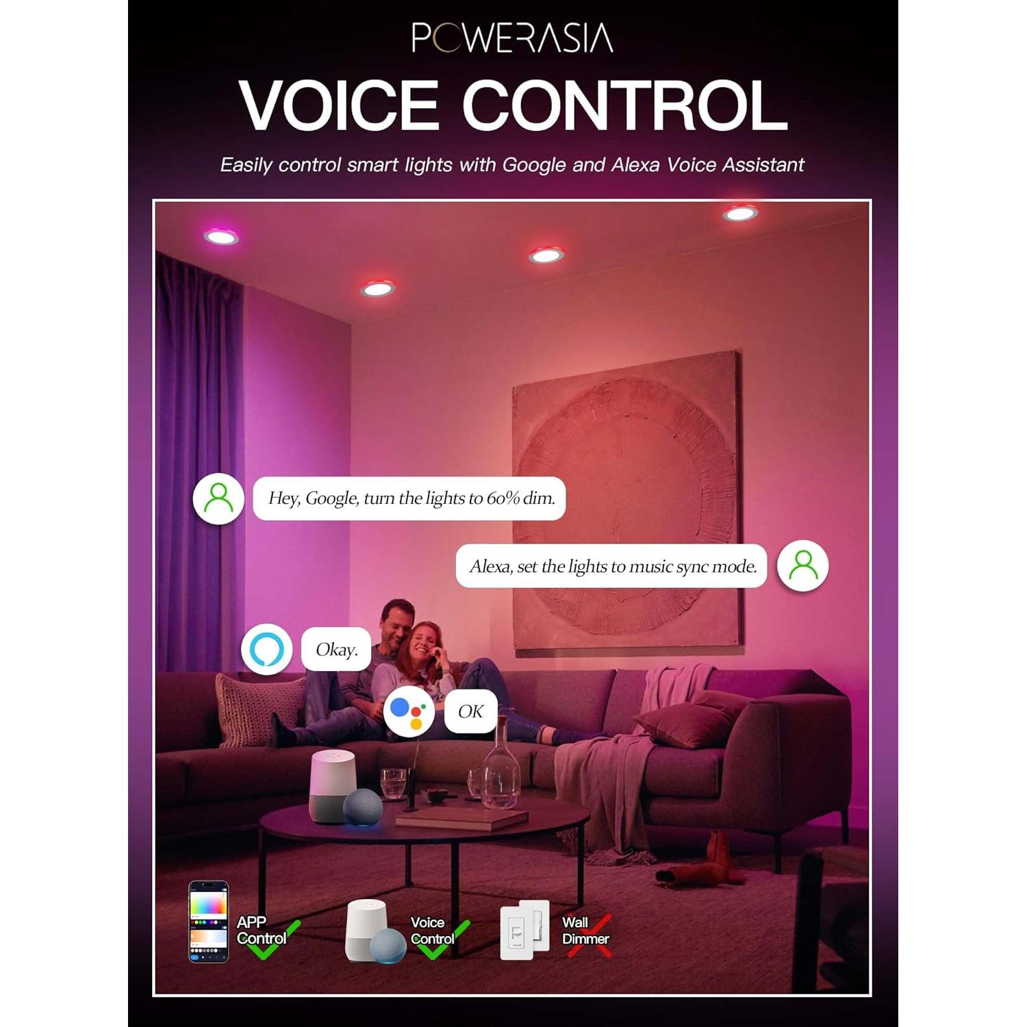 Paquete de 2 luces LED empotradas POWERASIA 9W RGB 14.99cm