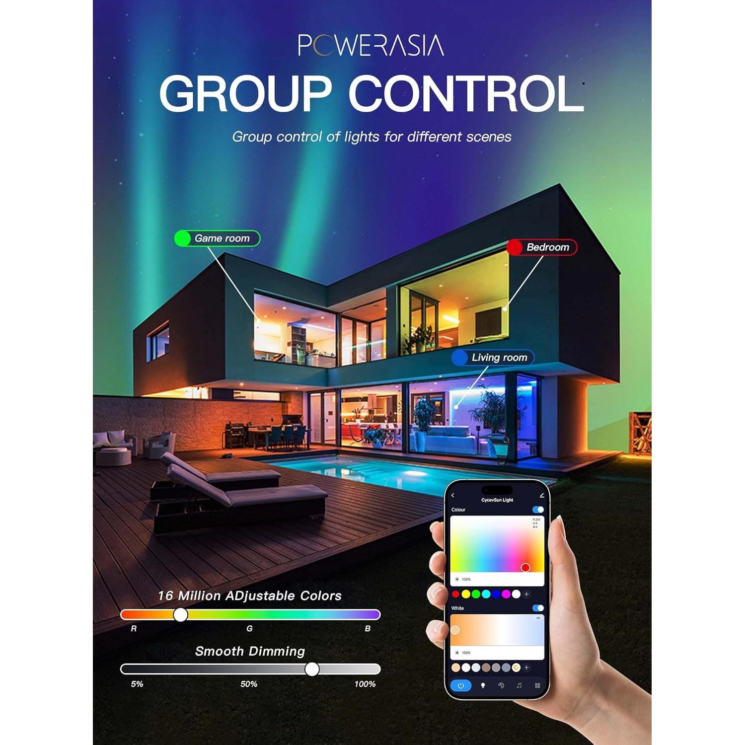 Paquete de 2 luces LED empotradas POWERASIA 9W RGB 14.99cm