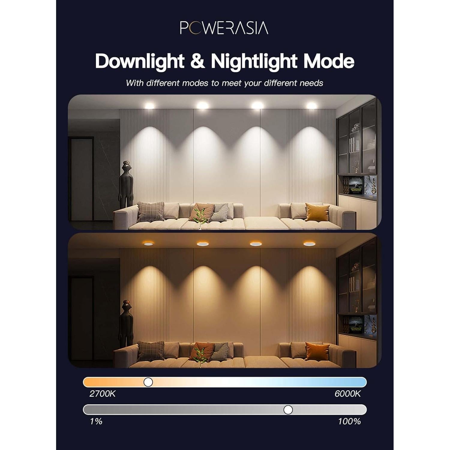 Paquete de 2 luces LED empotradas POWERASIA 9W RGB 14.99cm