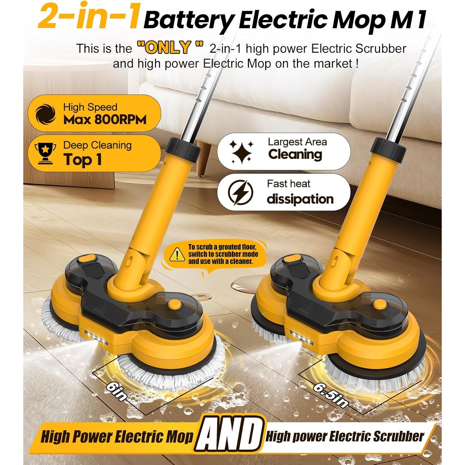 Mopa Eléctrica Qimedo M1 6000mAh 800RPM Inalámbrica con Luz LED
