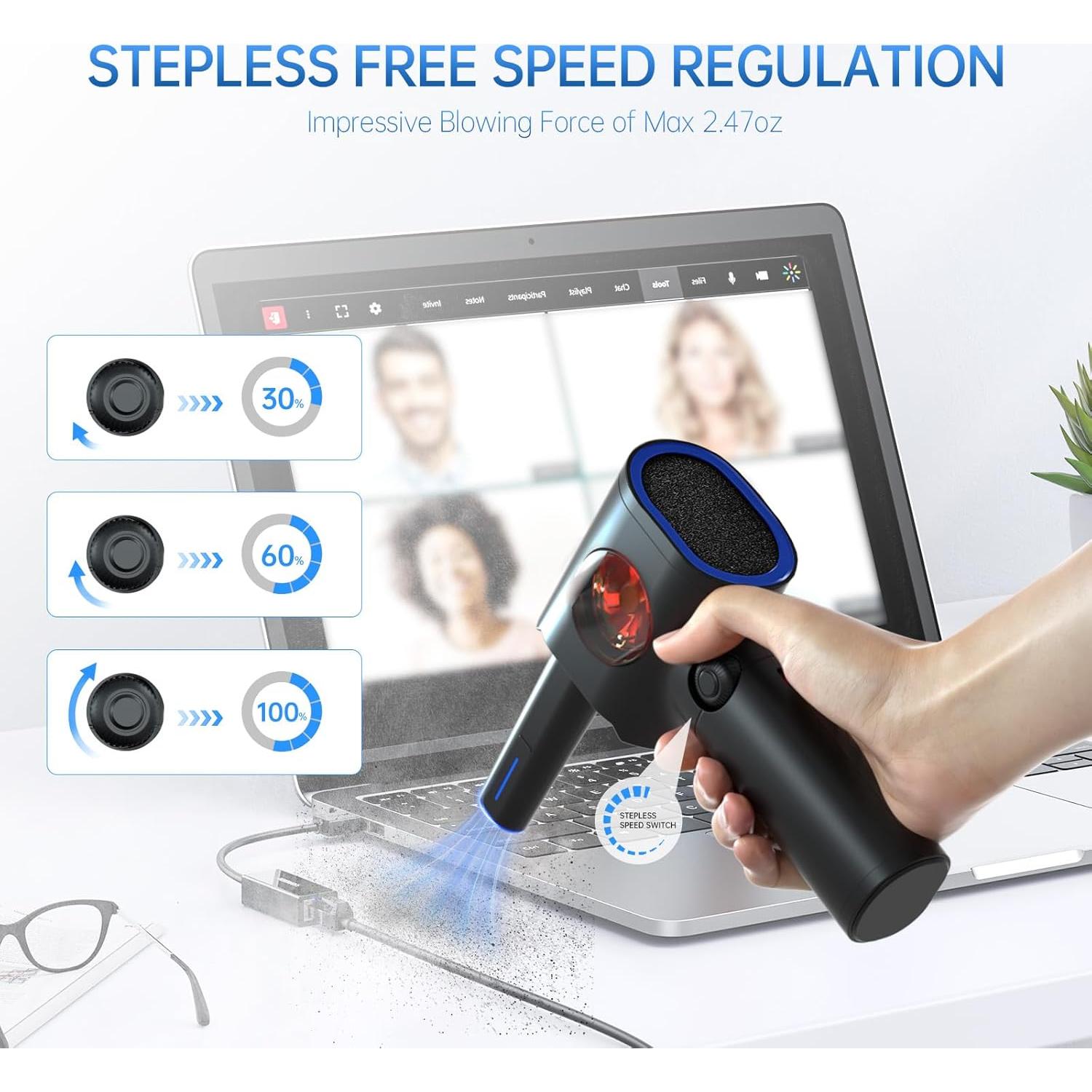 Soplador de Aire Comprimido ATEngeus TAD073 Inalámbrico con LED