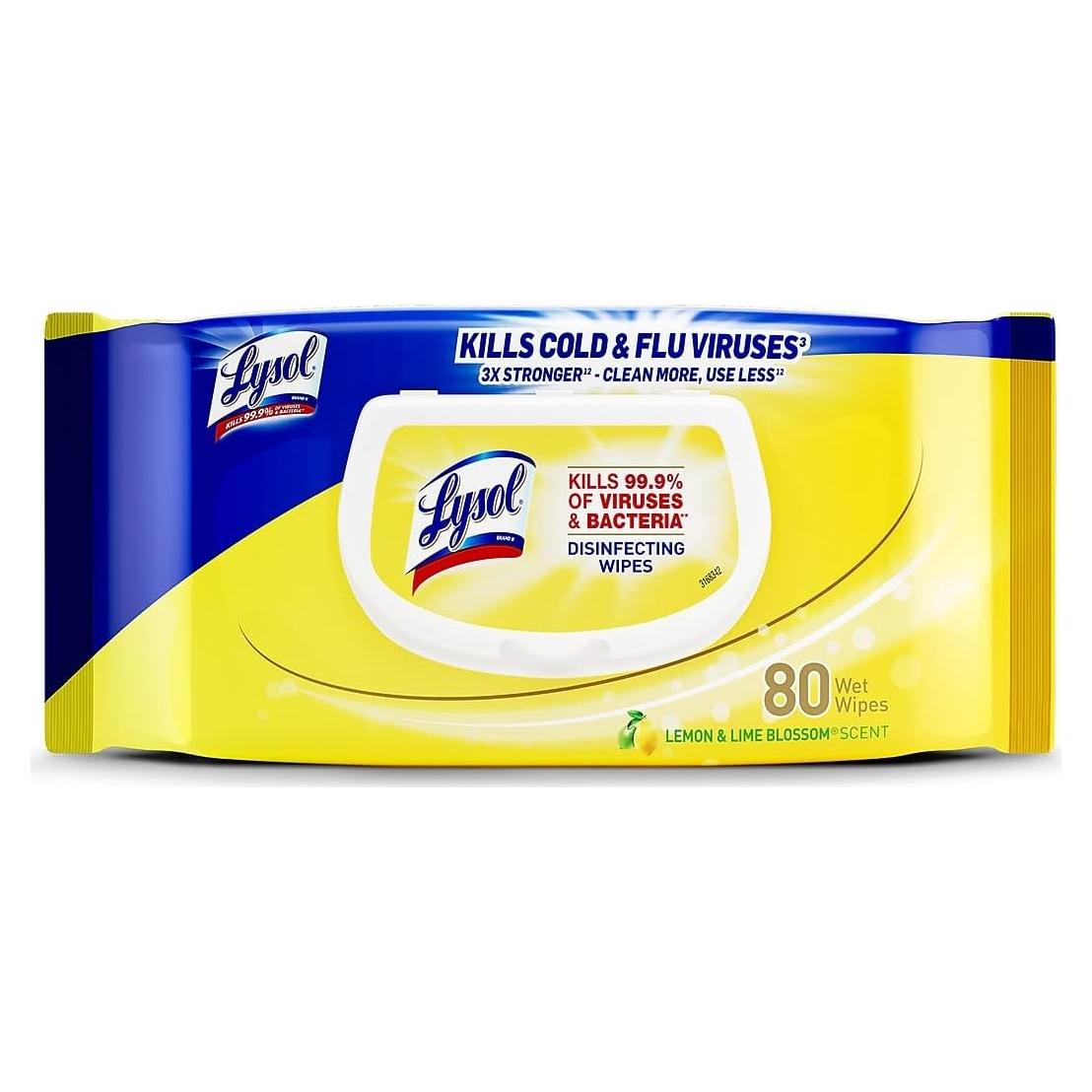 Toallitas Desinfectantes Lysol Flor de Limón 80 Unidades