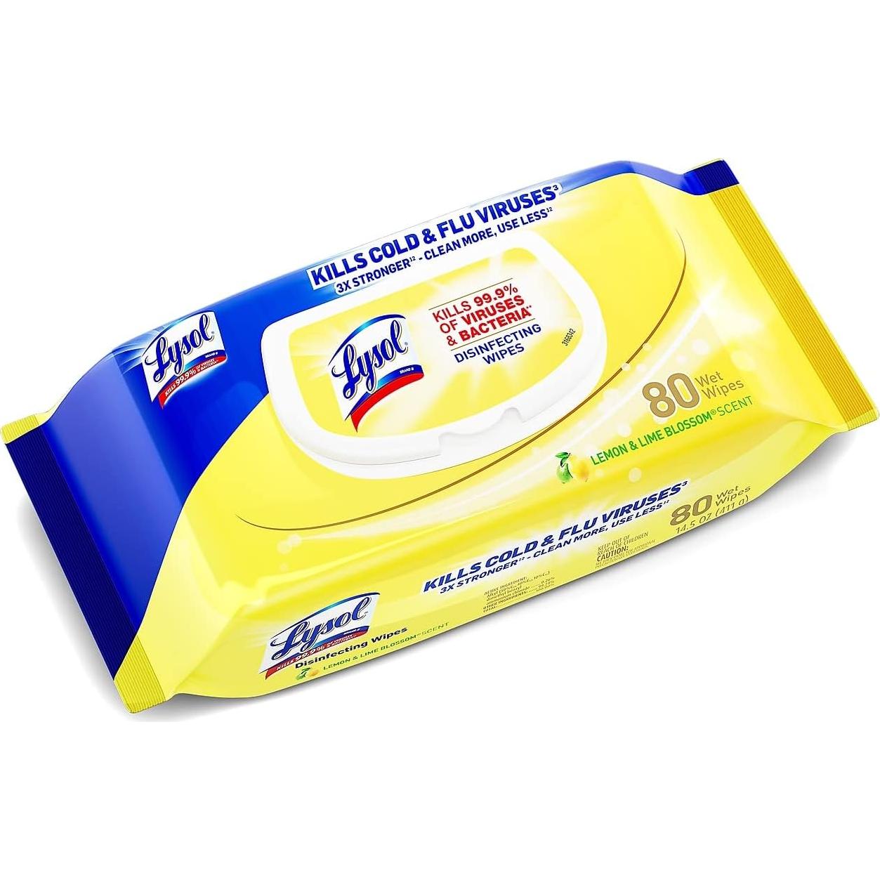 Toallitas Desinfectantes Lysol Flor de Limón 80 Unidades