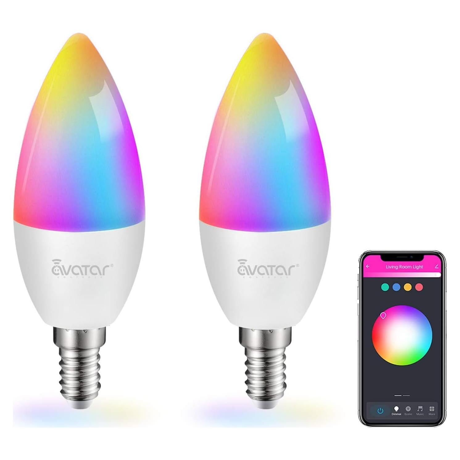 Paquete de 2 Bombillas LED Inteligentes E12 Avatar Controls 5W RGB