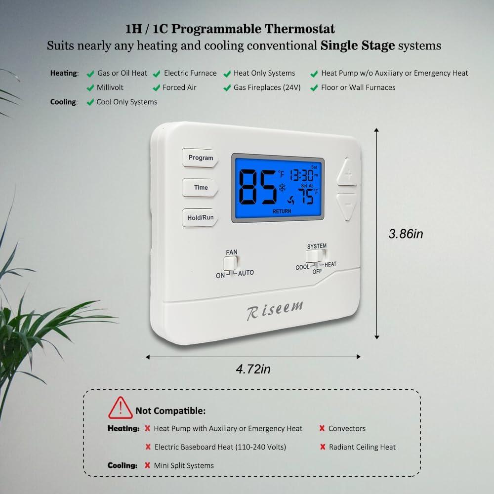 Termostato Digital Programable Riseem STN605 Azul 24V