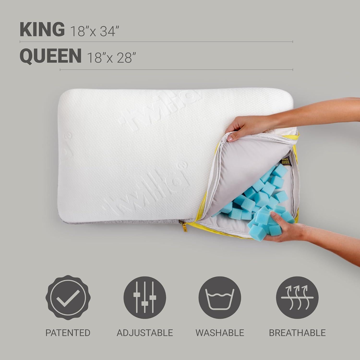 Almohada Ajustable Twilla Queen para Dormir de Lado - Hipoalergénica