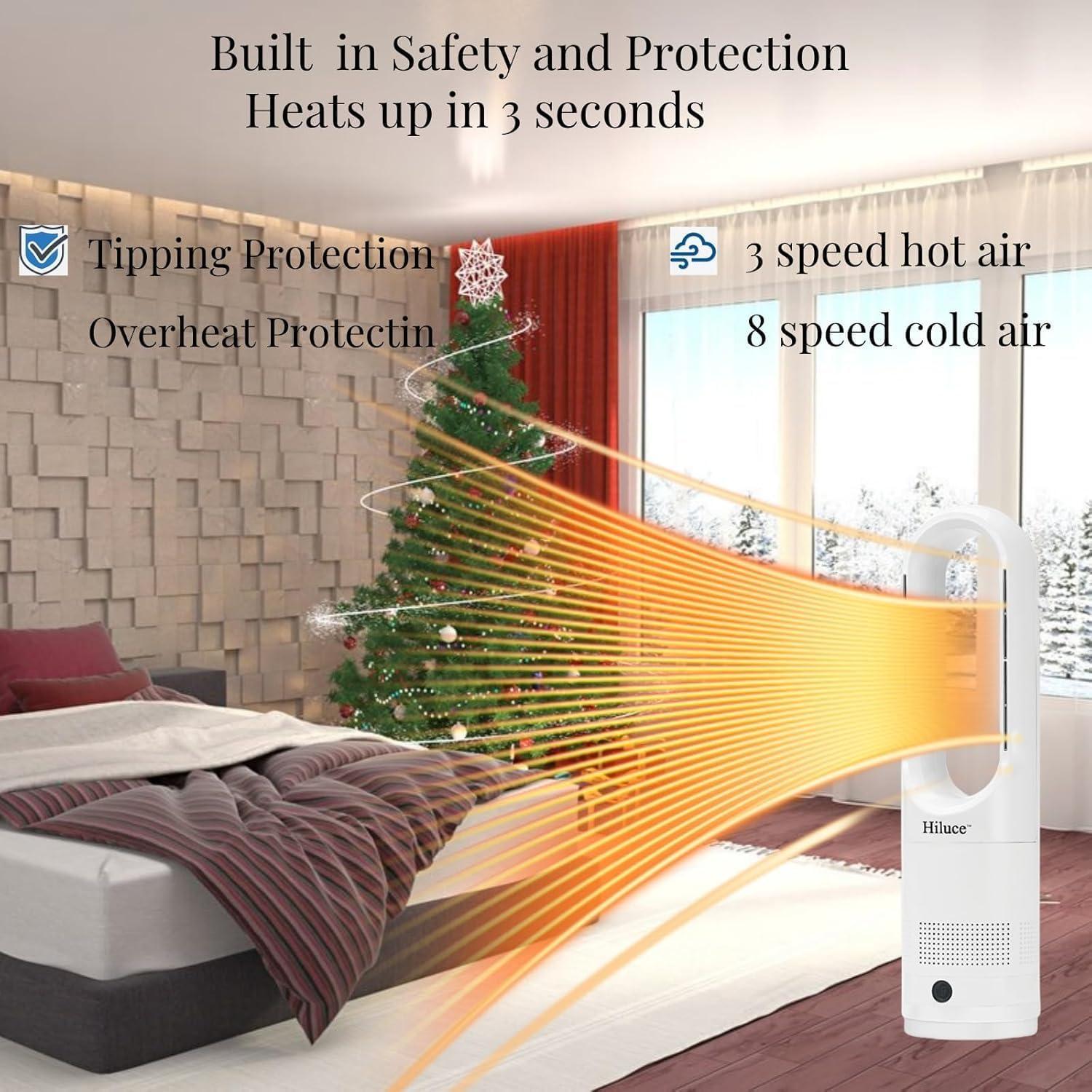 Combo Ventilador y Calefactor Hiluce Tower 1400W 22" Blanco