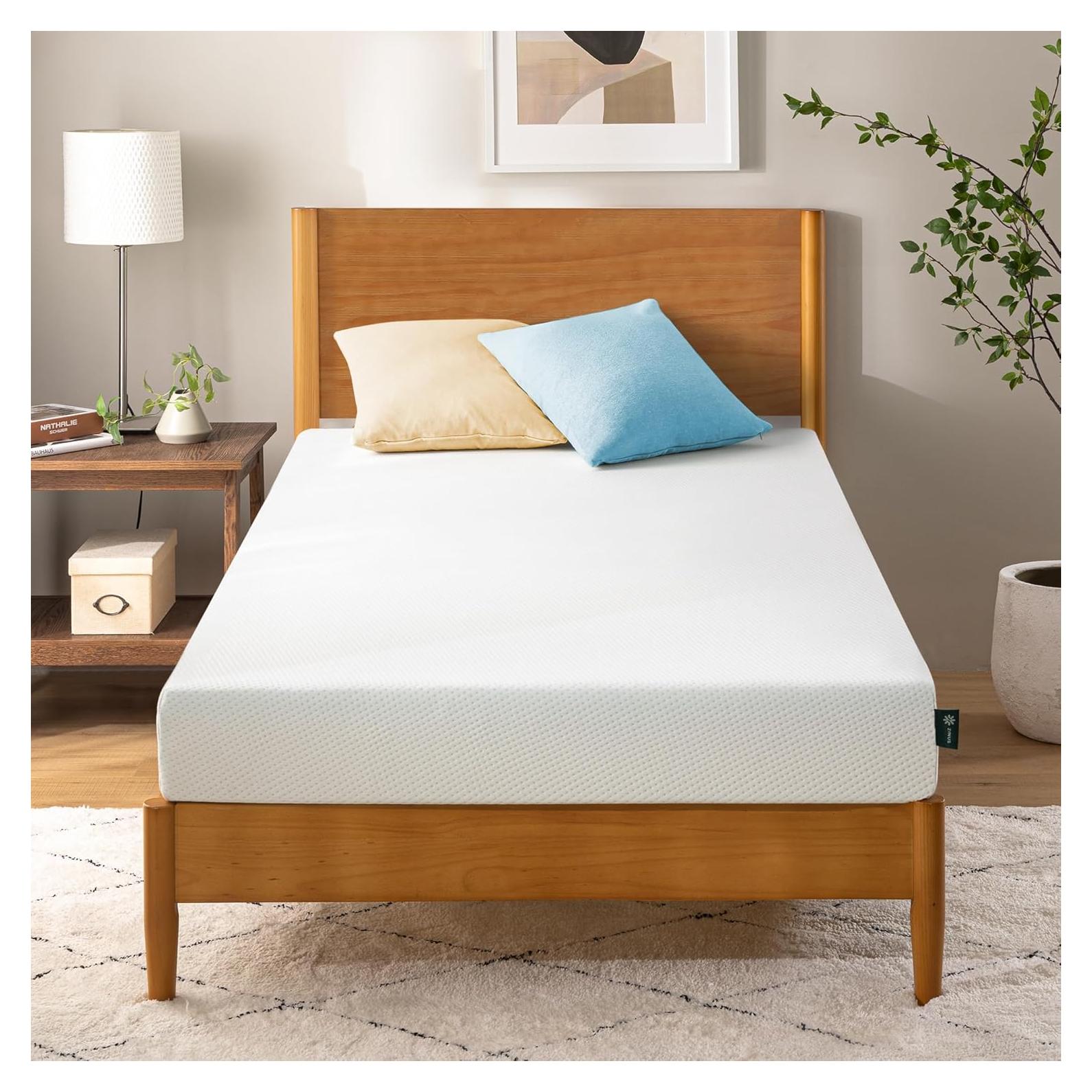 Colchón ZINUS Espuma Viscoelástica 12.7 cm Individual Té Verde