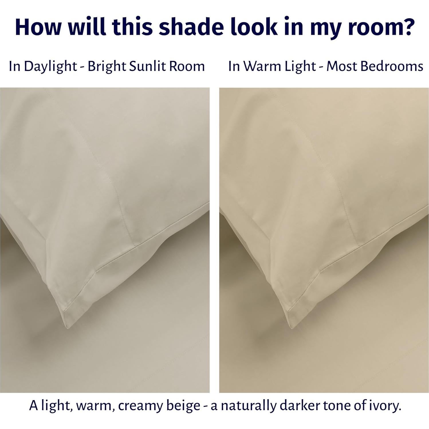 Juego de Sábanas de Algodón Egipcio 100% California Design Den - Completo Beige