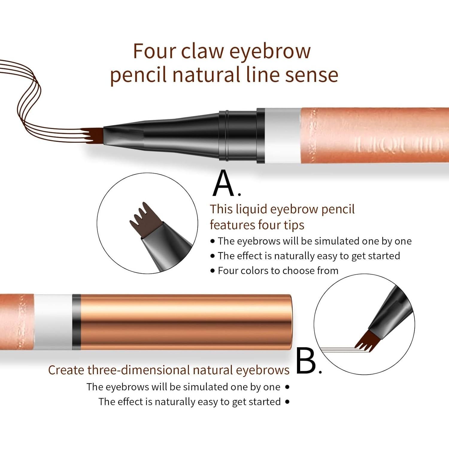 Lápiz de Cejas 4 Puntas Yulinlon Marrón Claro 12.7cm