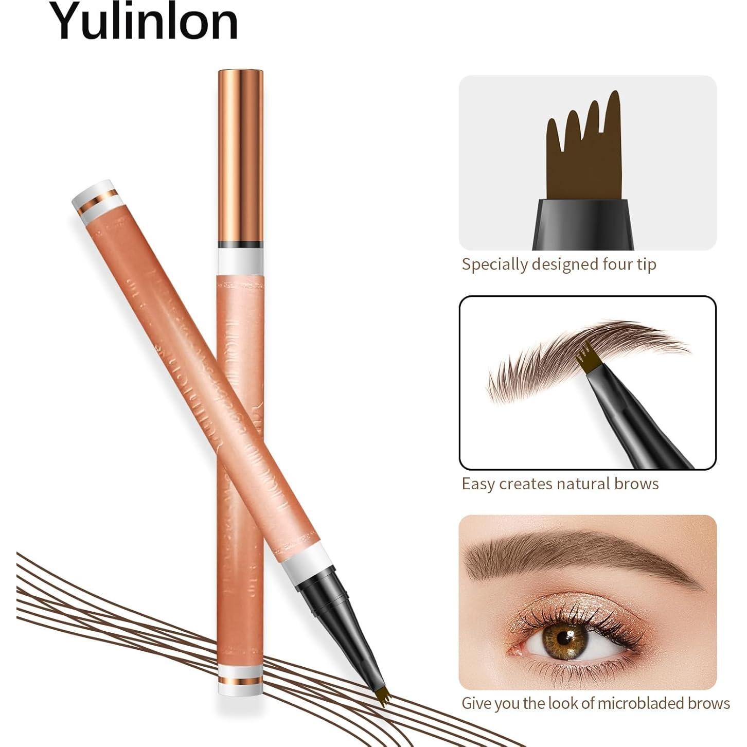 Lápiz de Cejas 4 Puntas Yulinlon Marrón Claro 12.7cm