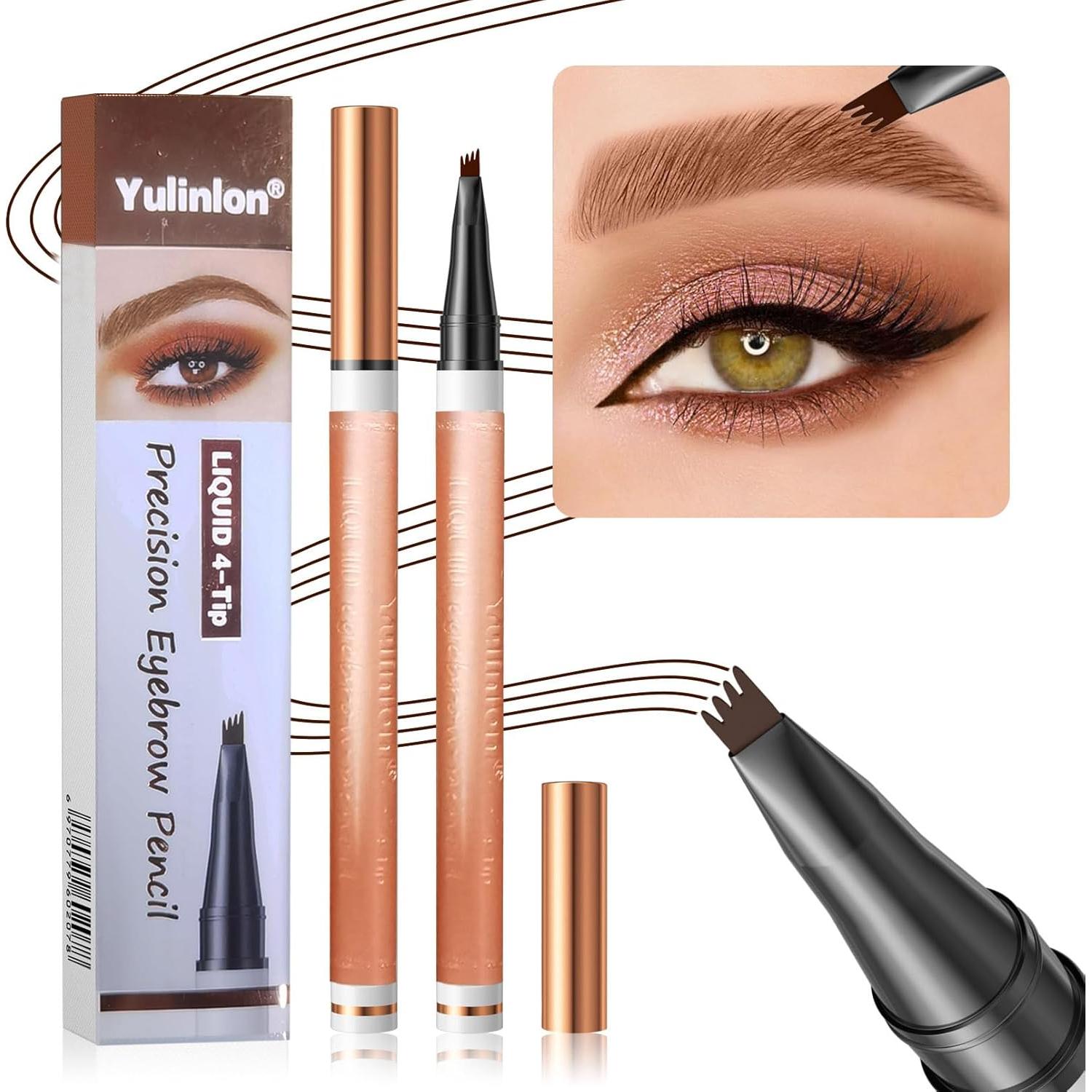 Lápiz de Cejas 4 Puntas Yulinlon Marrón Claro 12.7cm