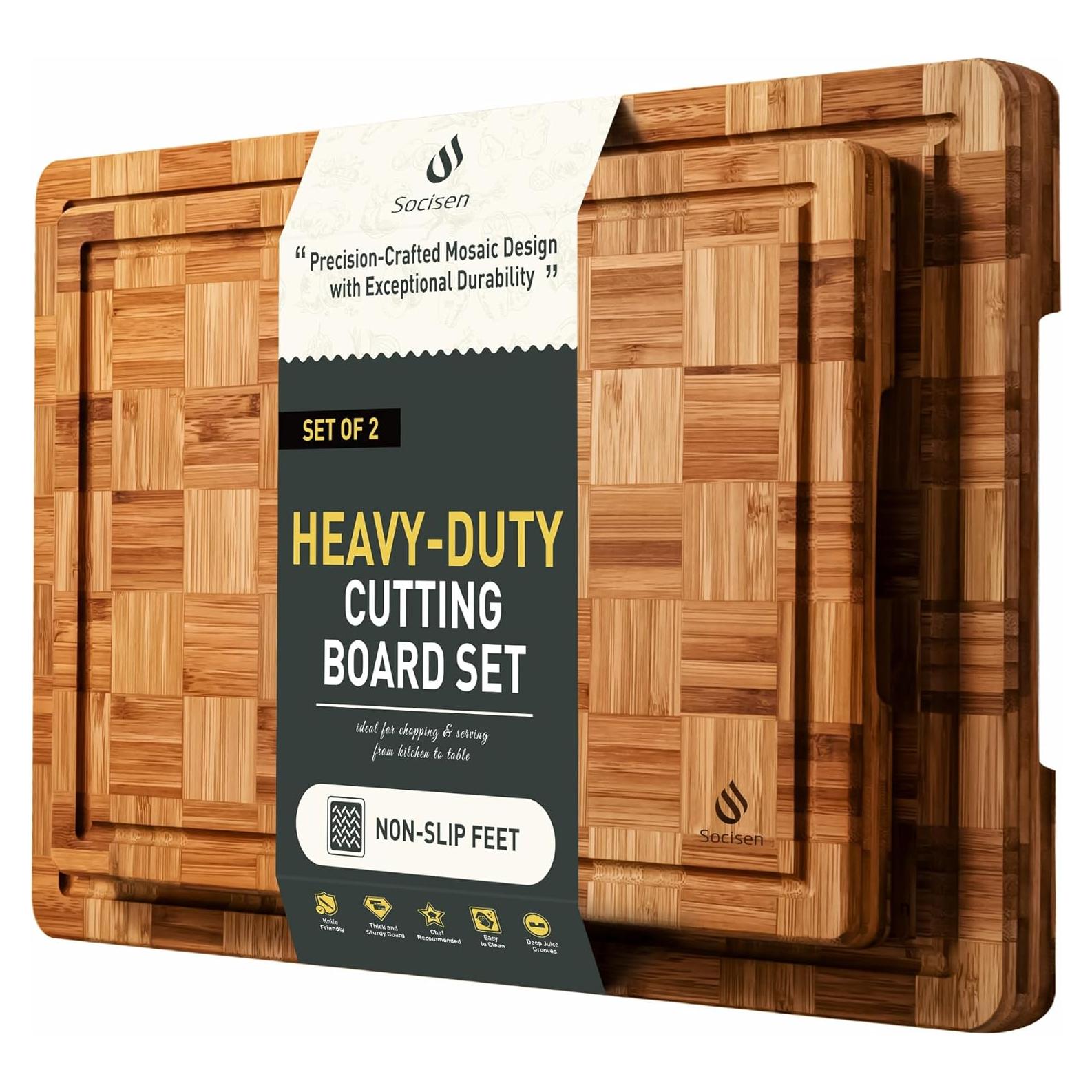 Juego de 2 tablas de cortar de bambú antideslizantes Socisen
